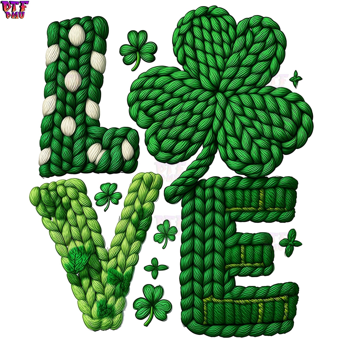 LOVE Yarn/Crochet St. Patrick's Day DTF Transfer print Only.