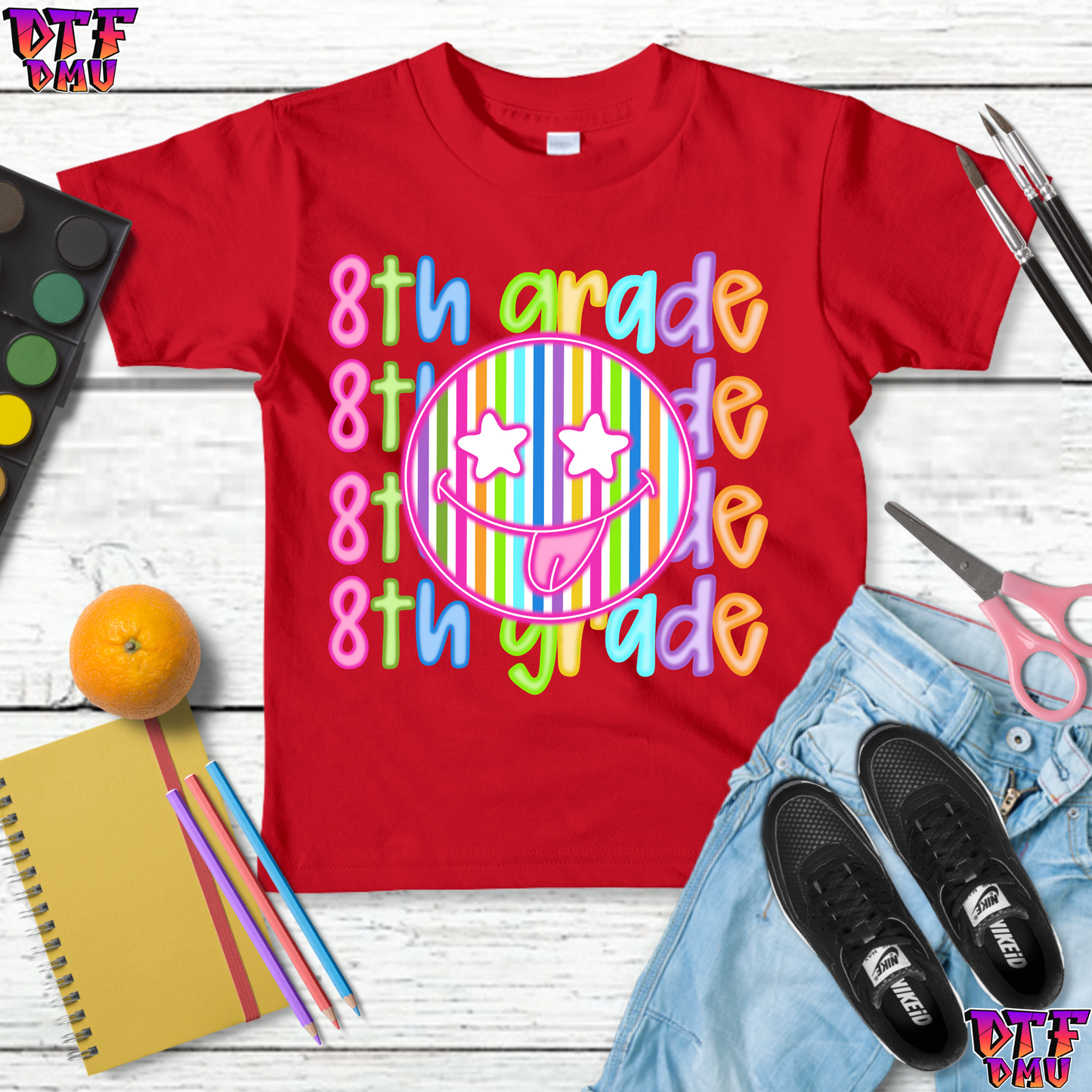 Rainbow Color Back to School DTF Transfer Print