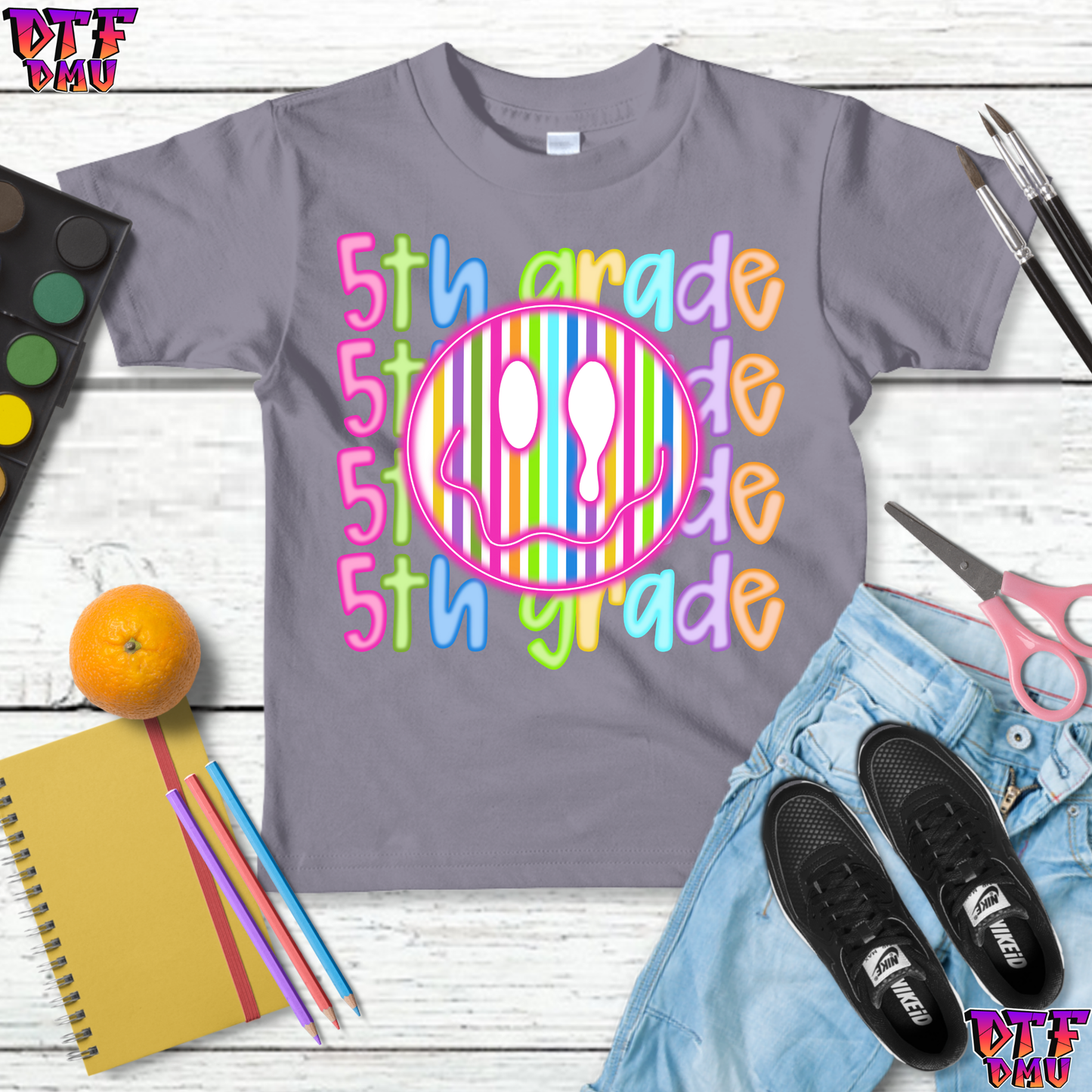 Rainbow Color Back to School DTF Transfer Print