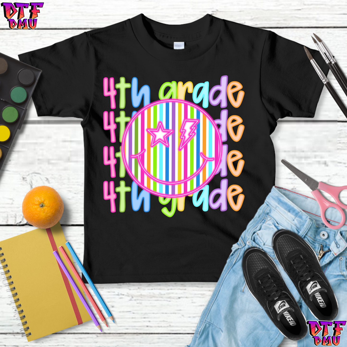Rainbow Color Back to School DTF Transfer Print