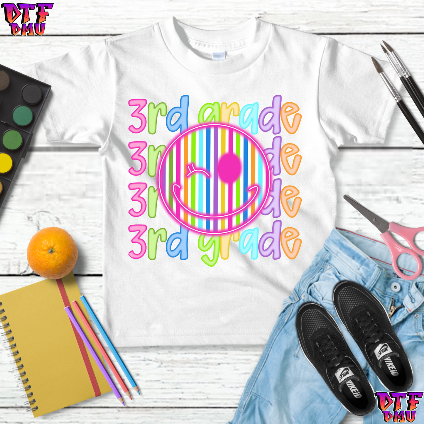 Rainbow Color Back to School DTF Transfer Print