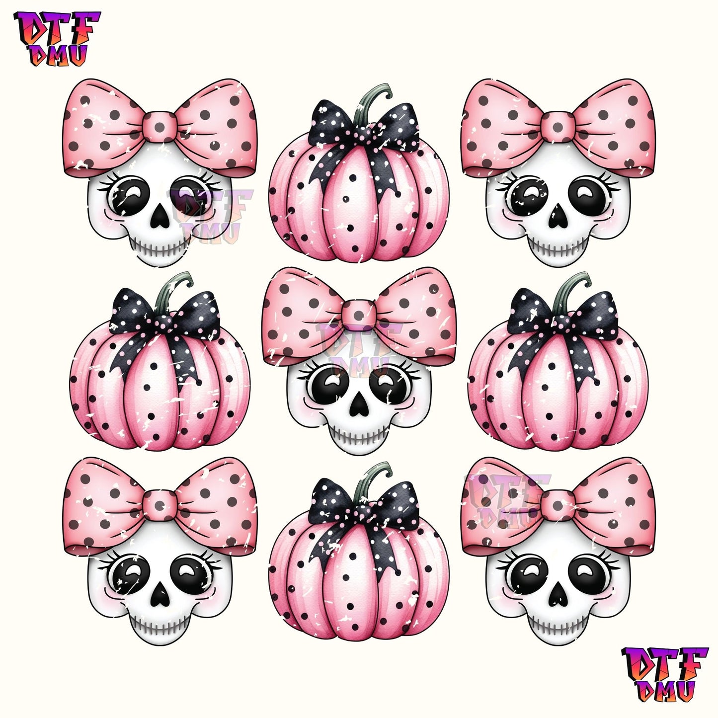 COQUETTE SKULL & PUMPKIN BOWS (DTF Ready to Apply Transfer Print)