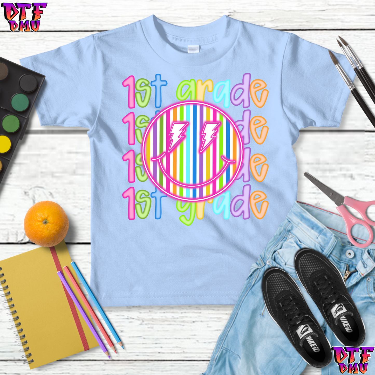 Rainbow Color Back to School DTF Transfer Print