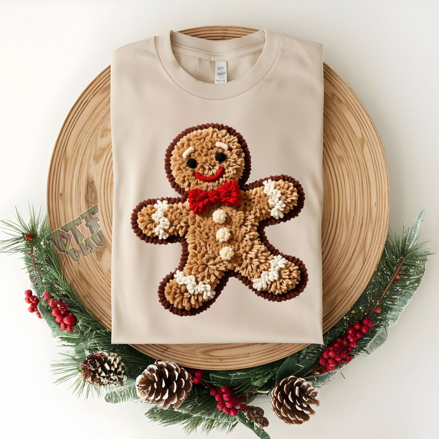 FAUX Yarn/Crochet GINGERBREAD Christmas DTF Transfer