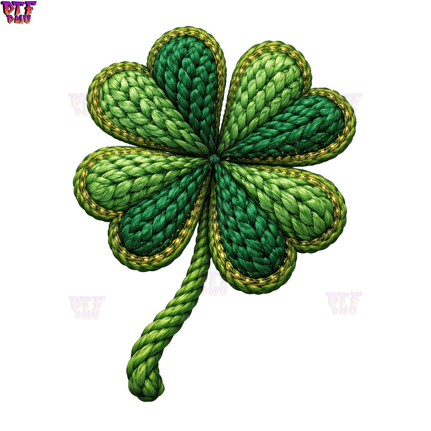 CLOVER Faux Yarn/Crochet St. Patrick's Day DTF Transfer print Only.