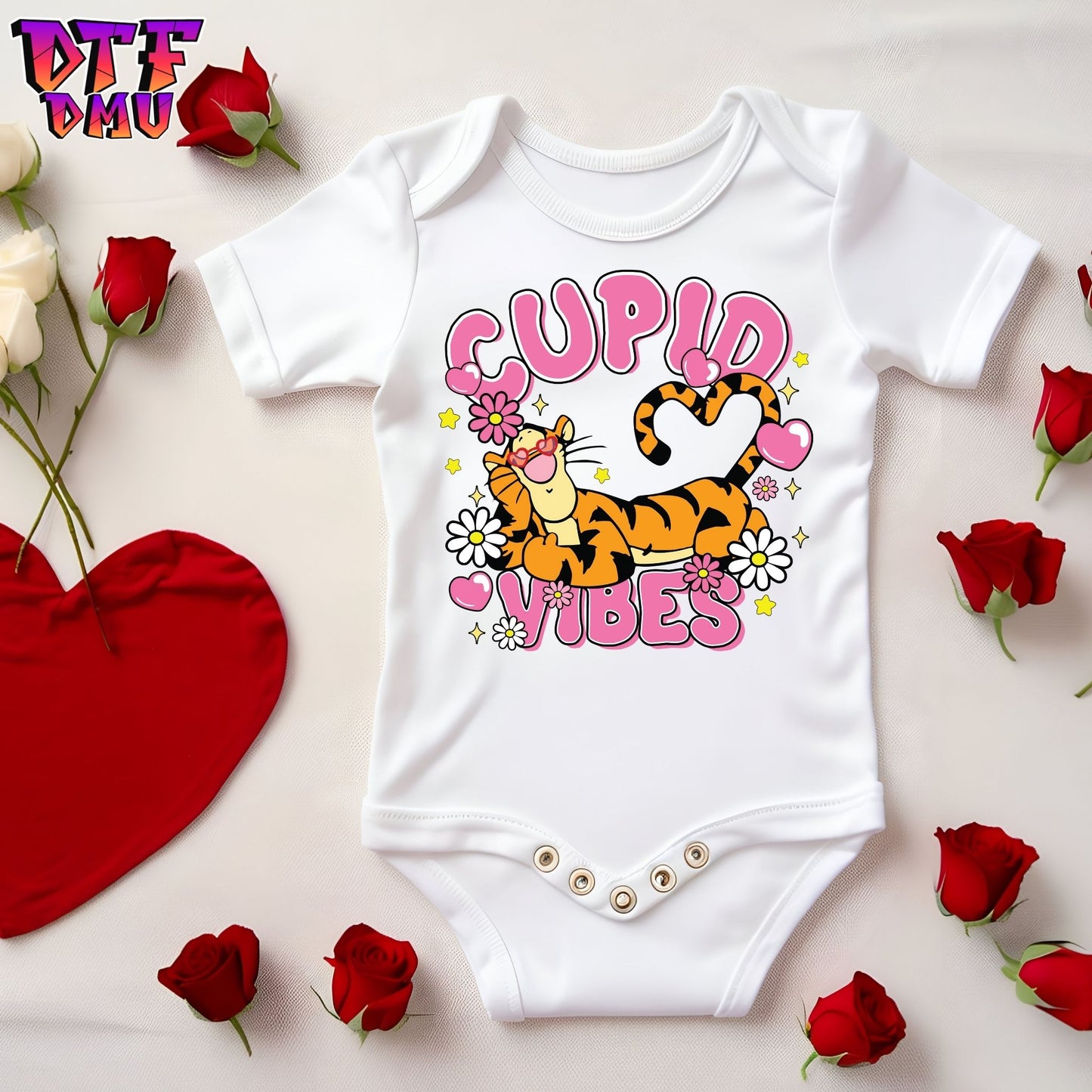 Cupid Vibes Tiger Valentine's Day DTF Transfer