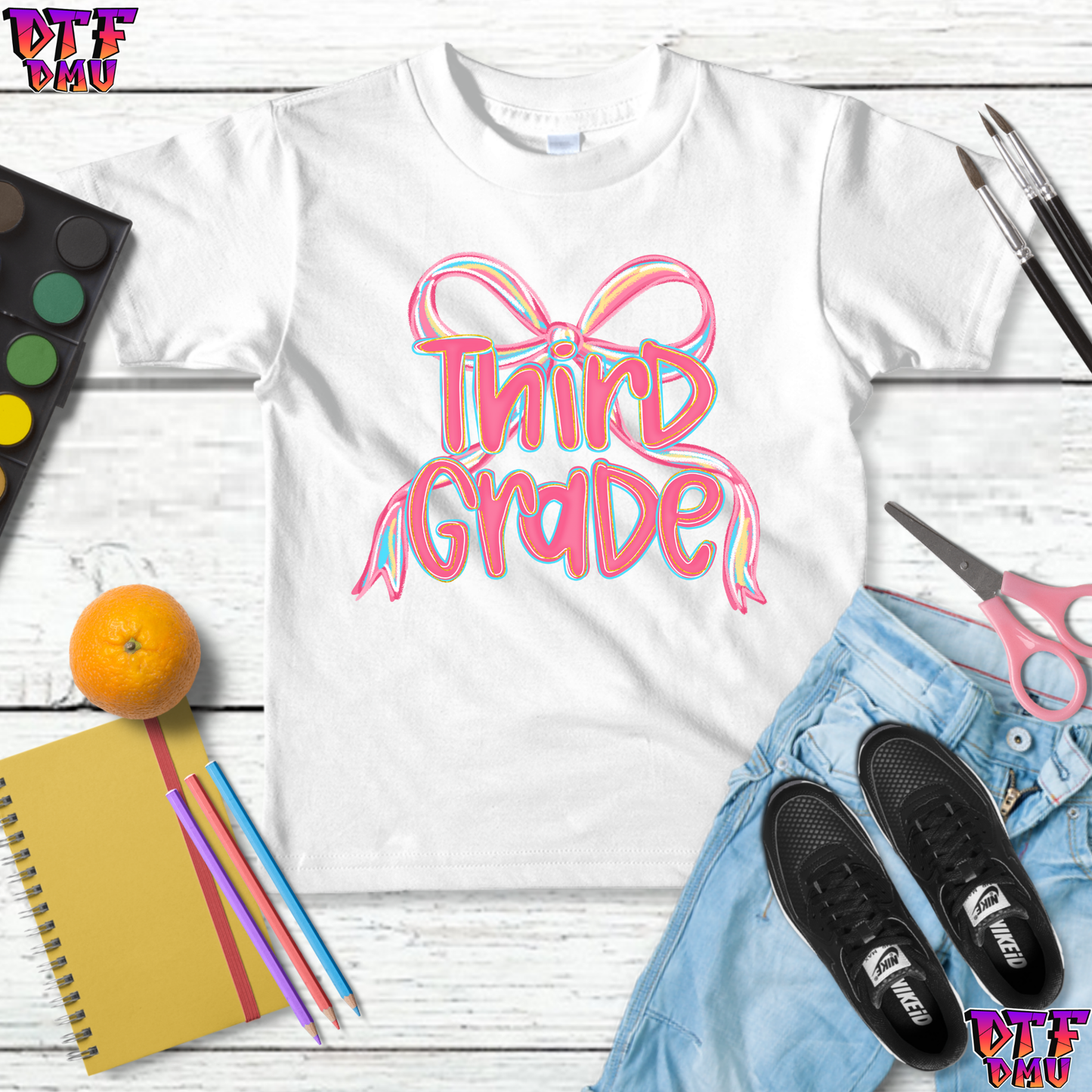 Bow Back To School DTF Transfer Print