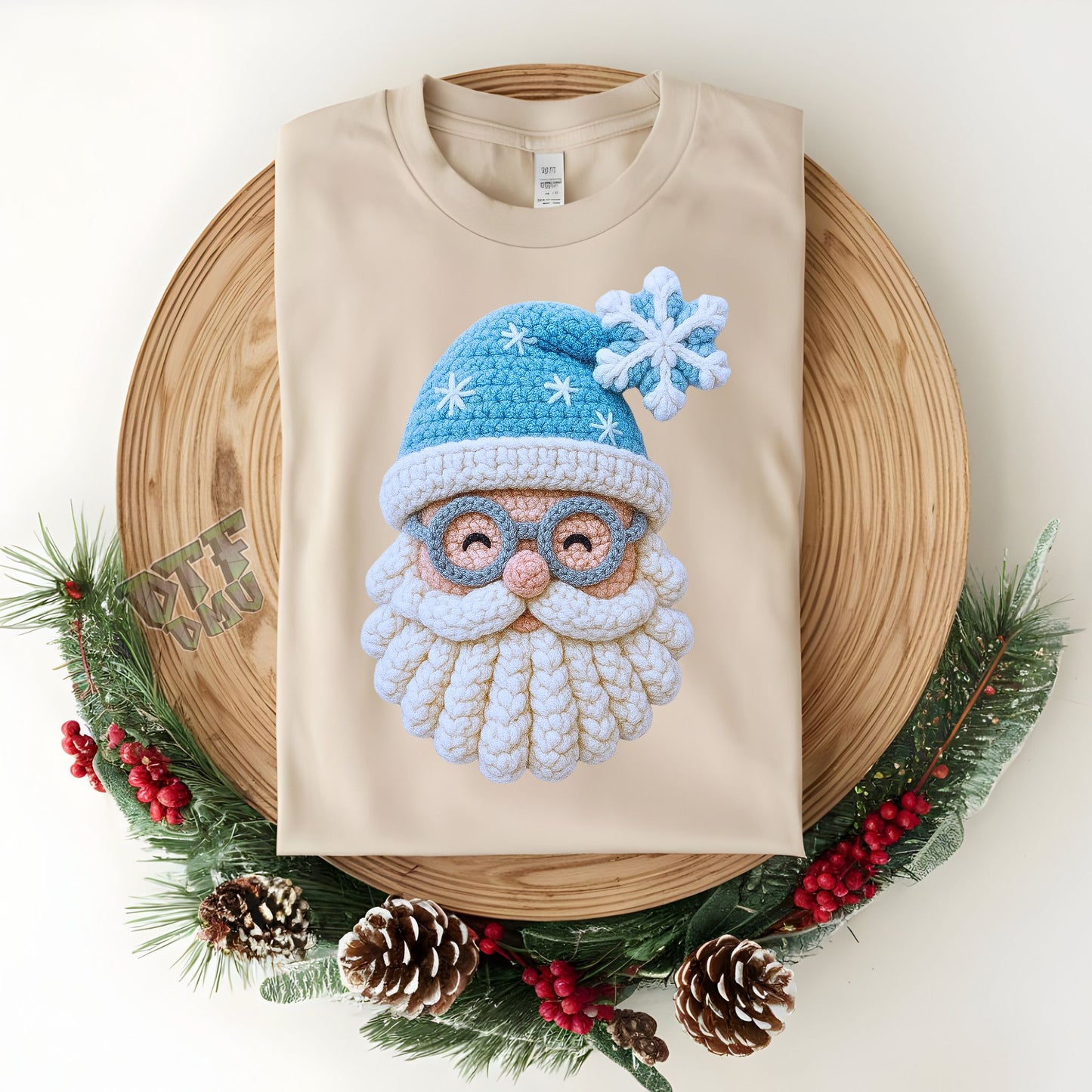 FAUX Yarn/Crochet Santa Christmas DTF Transfer