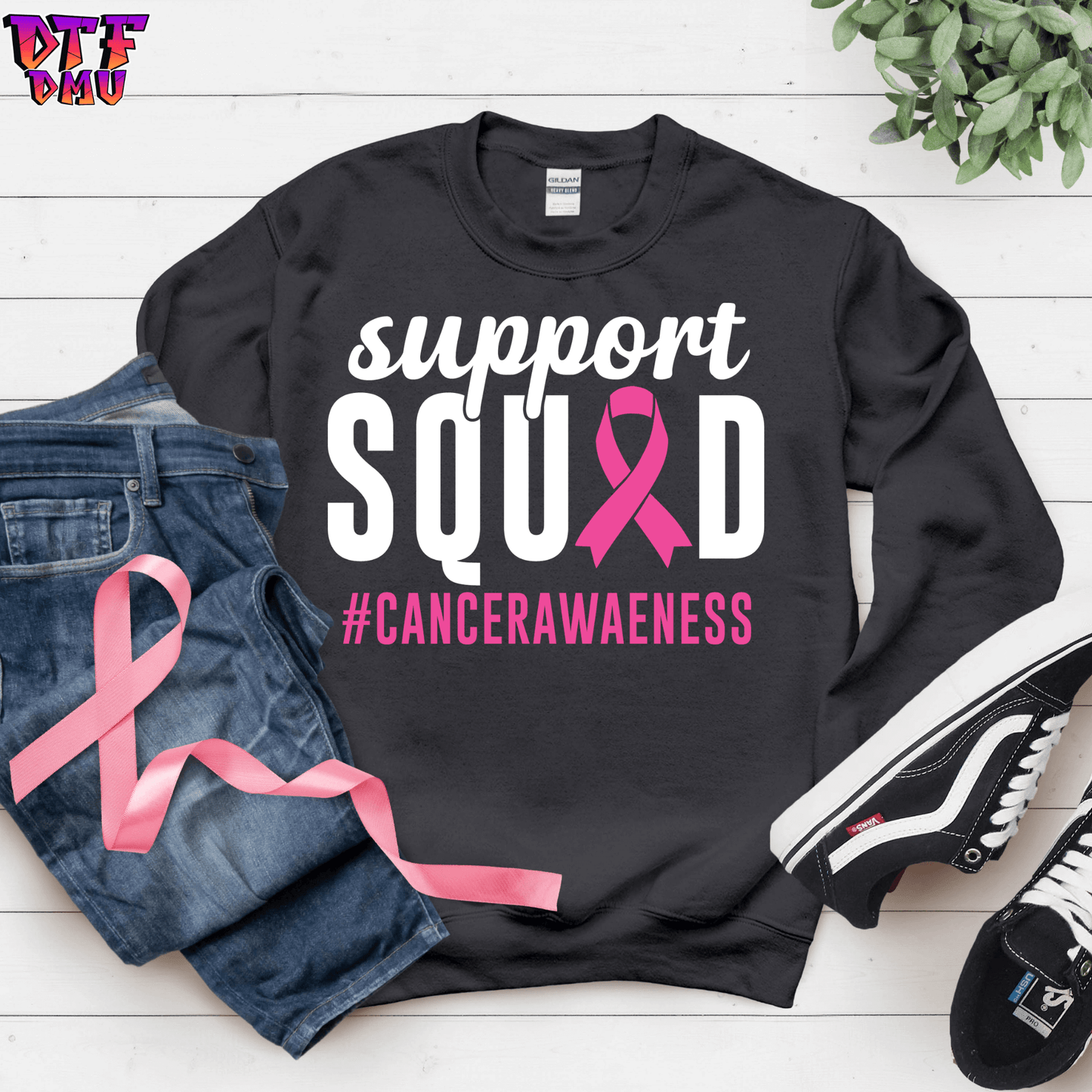 SUPPORT SQUAD Breast Cancer DTF Transfer Print.