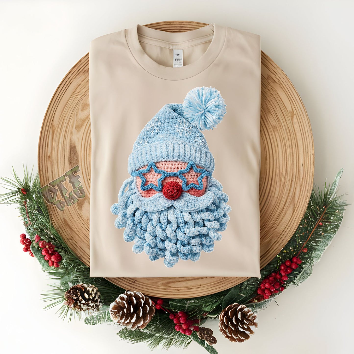 FAUX Yarn/Crochet Santa Christmas DTF Transfer