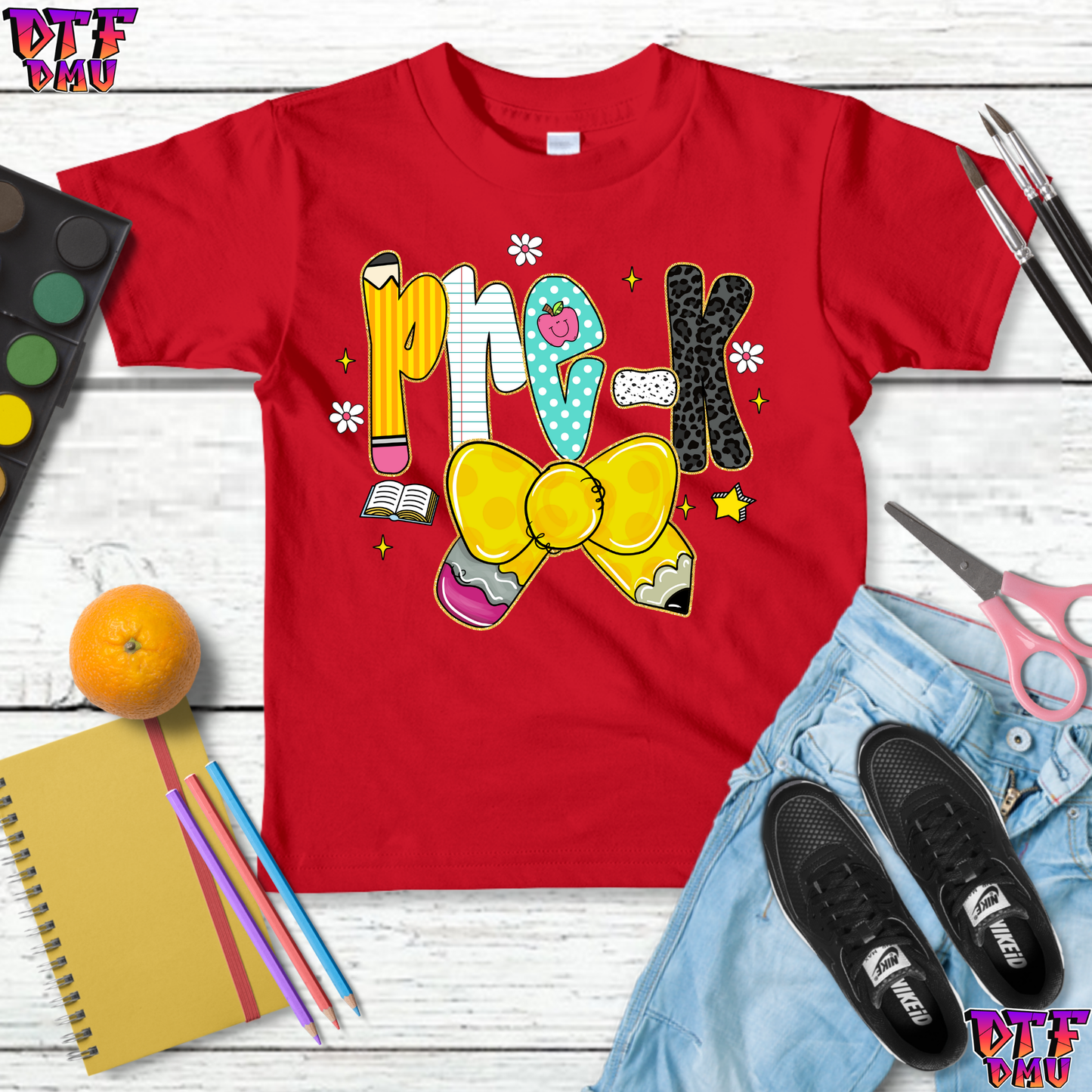 Crayon BOW Back To School DTF Transfer Print