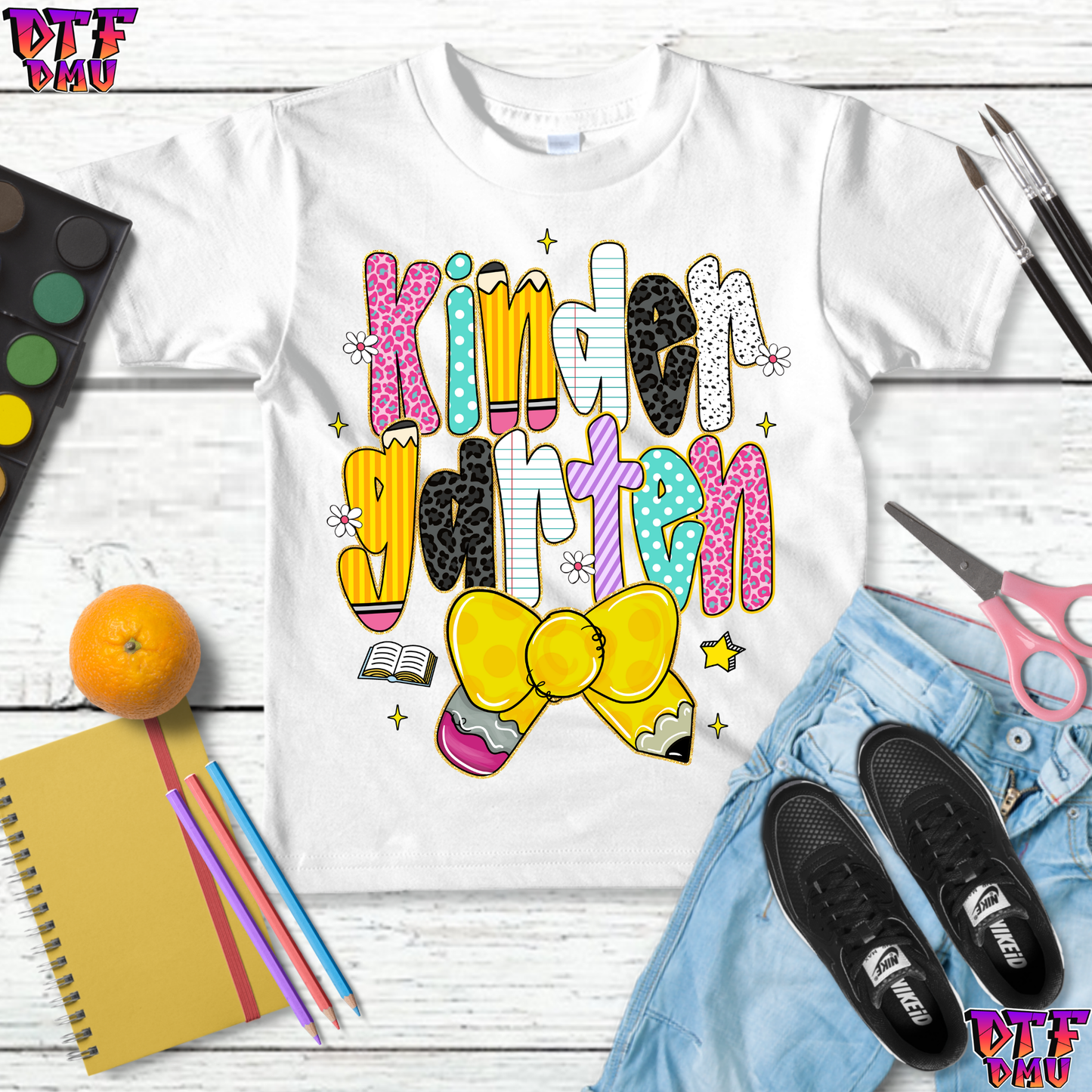 Crayon BOW Back To School DTF Transfer Print