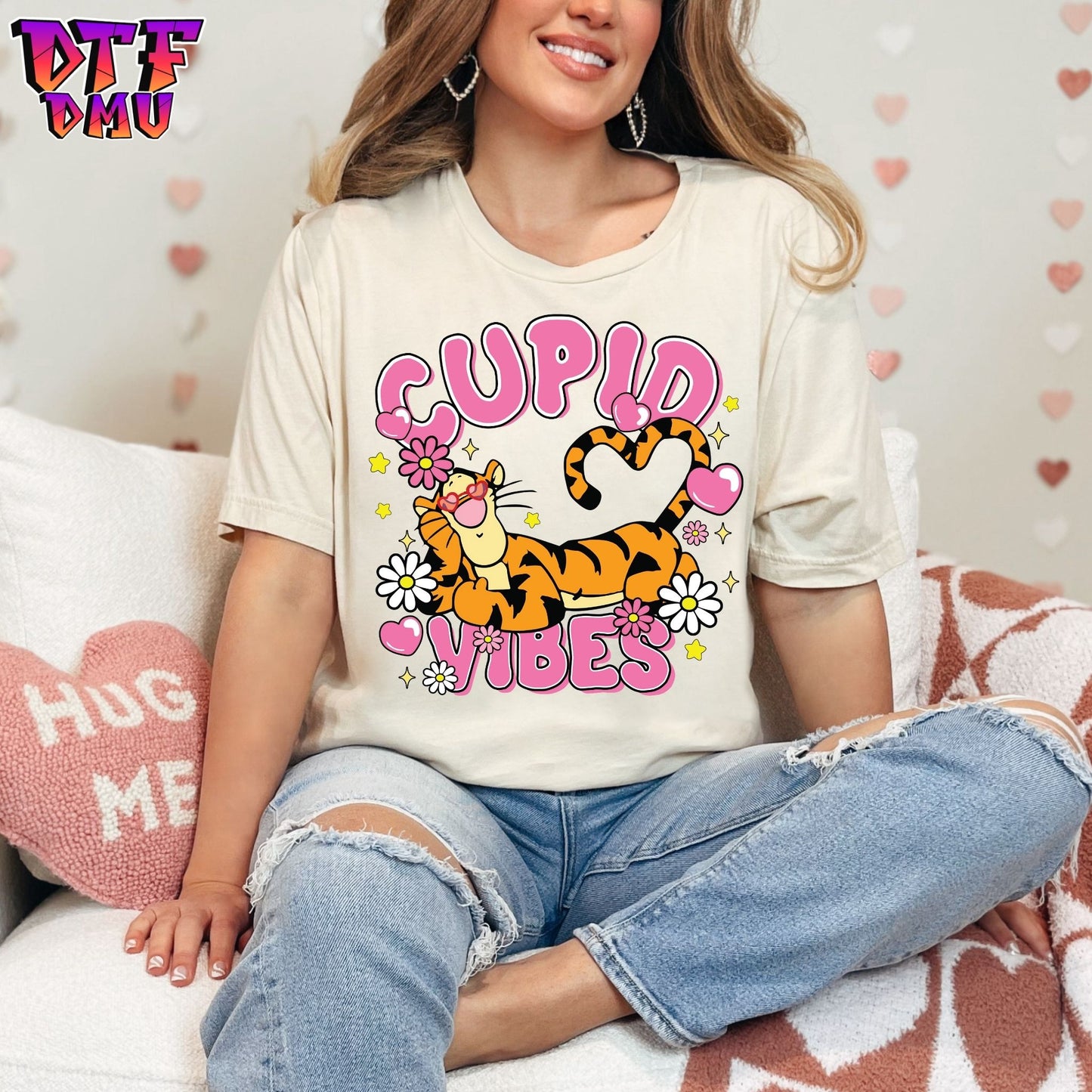 Cupid Vibes Tiger Valentine's Day DTF Transfer