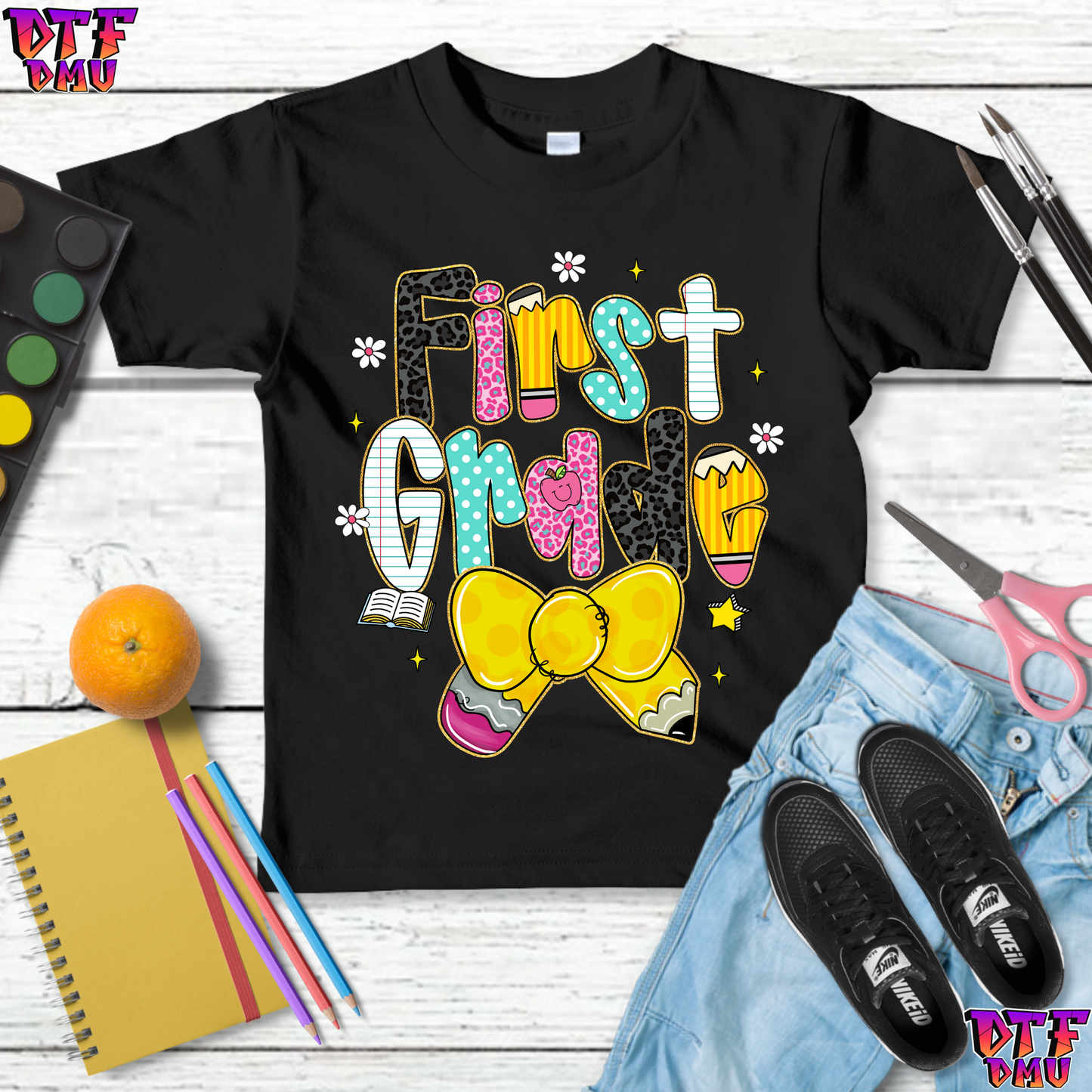 Crayon BOW Back To School DTF Transfer Print