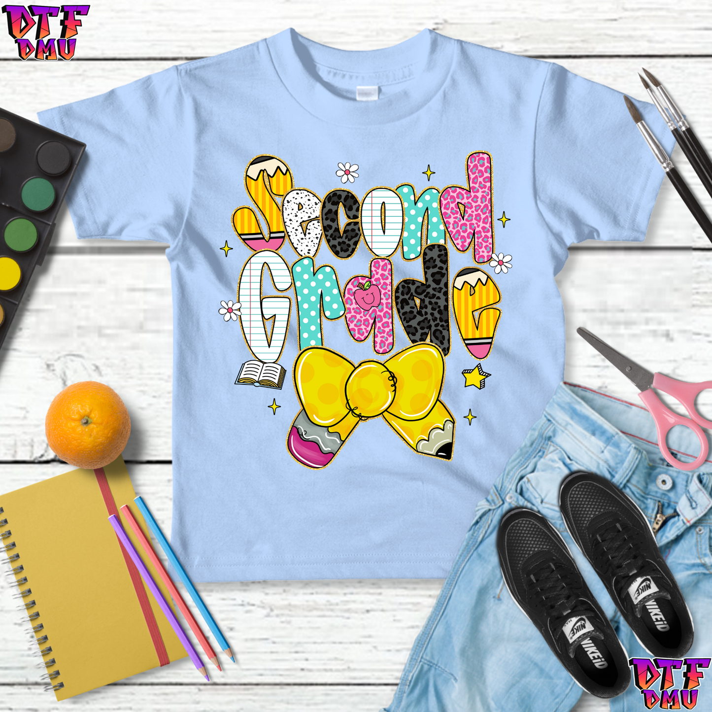 Crayon BOW Back To School DTF Transfer Print