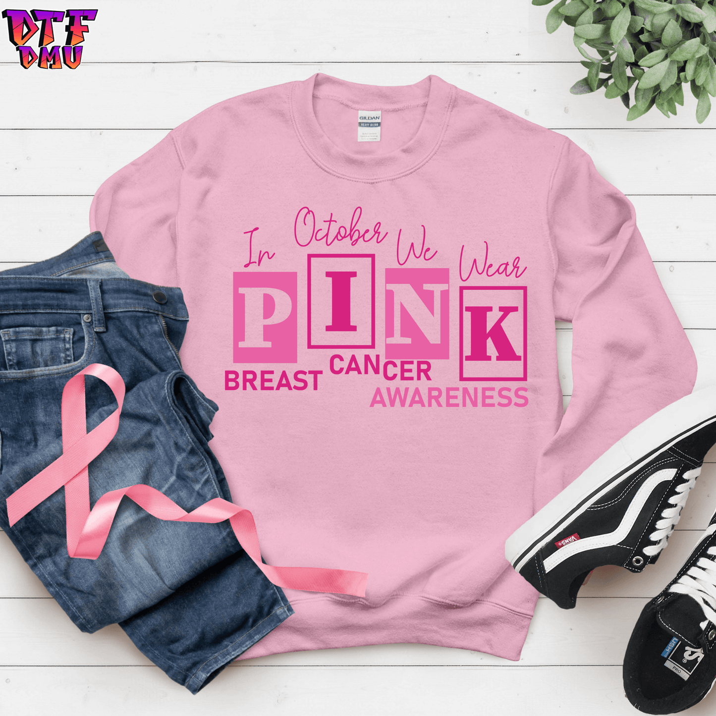IN OCTOBER WE WEAR PINK Cancer DTF Transfer Print.