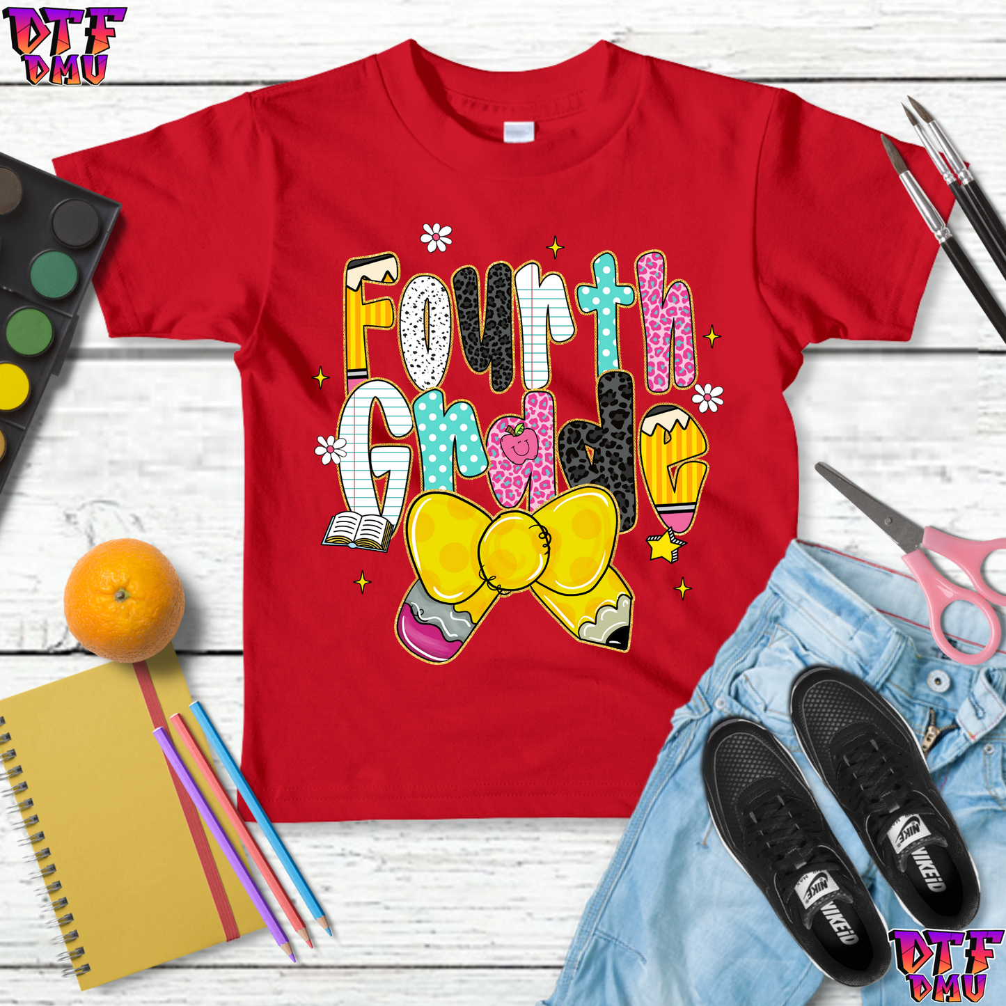 Crayon BOW Back To School DTF Transfer Print