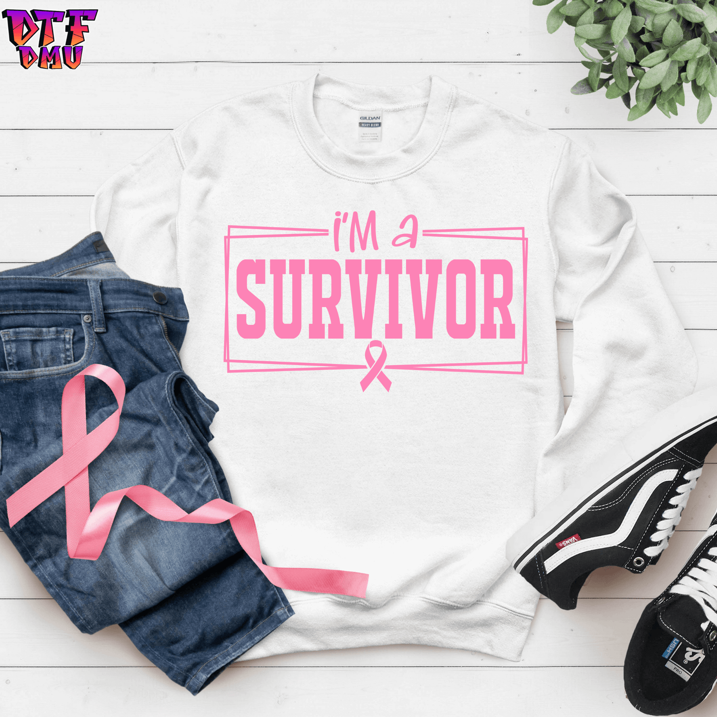 SURVIVOR Breast Cancer DTF Transfer Print.