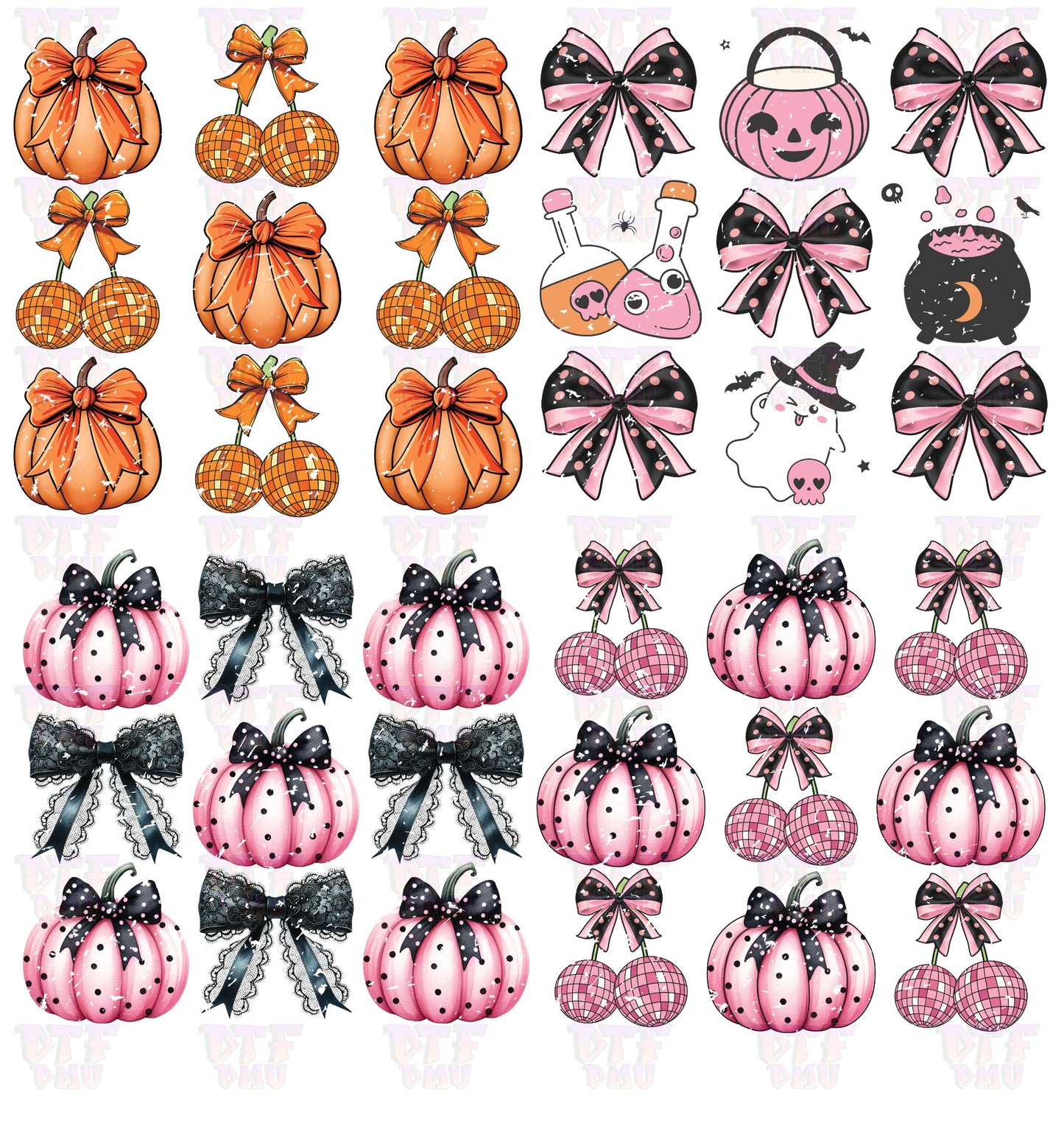 PREMADE HALLOWEEN COQUETTE PUMPKINS & BOWS (DTF GANG SHEET)