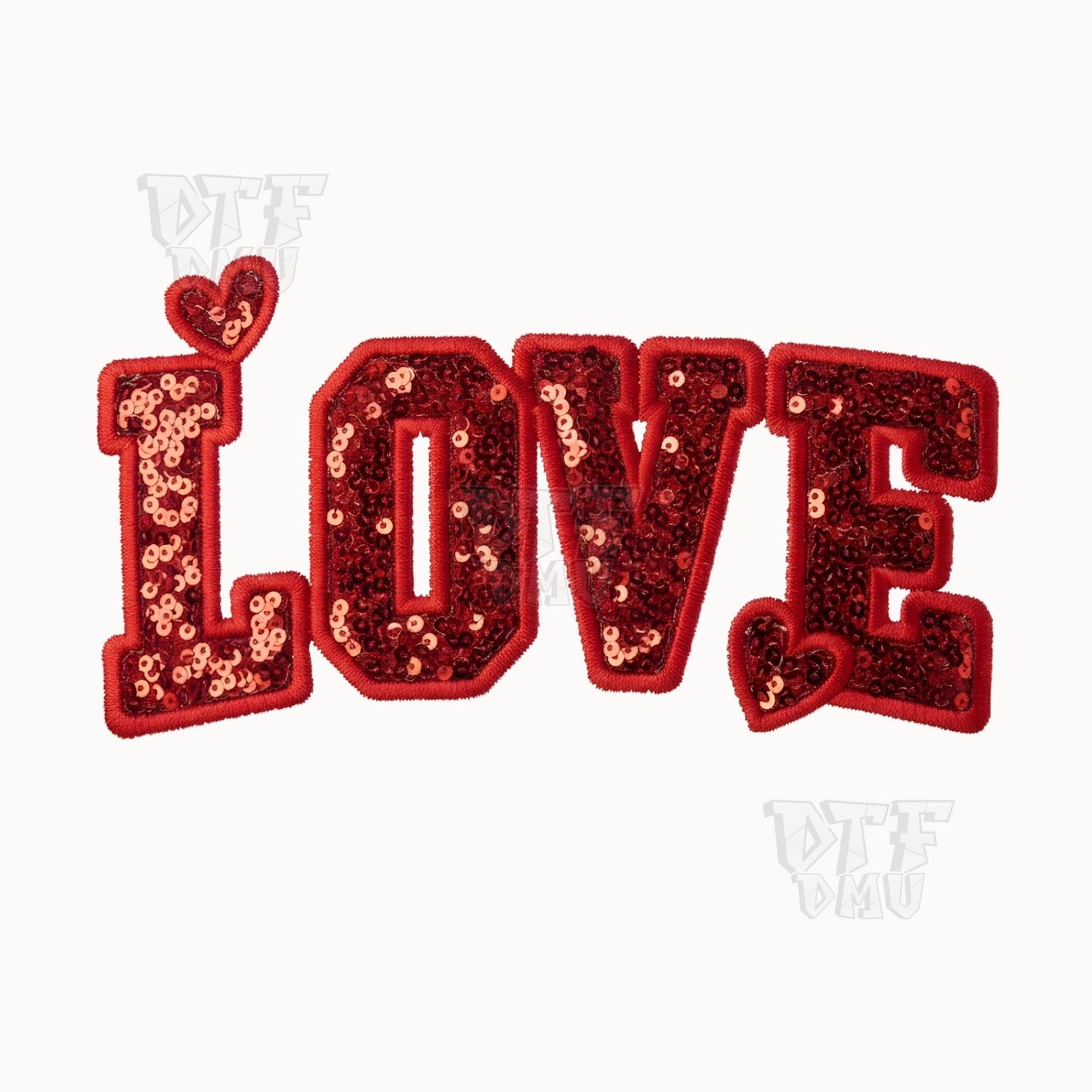 Love Faux Sequins Valentine's Day DTF Transfer Print Only