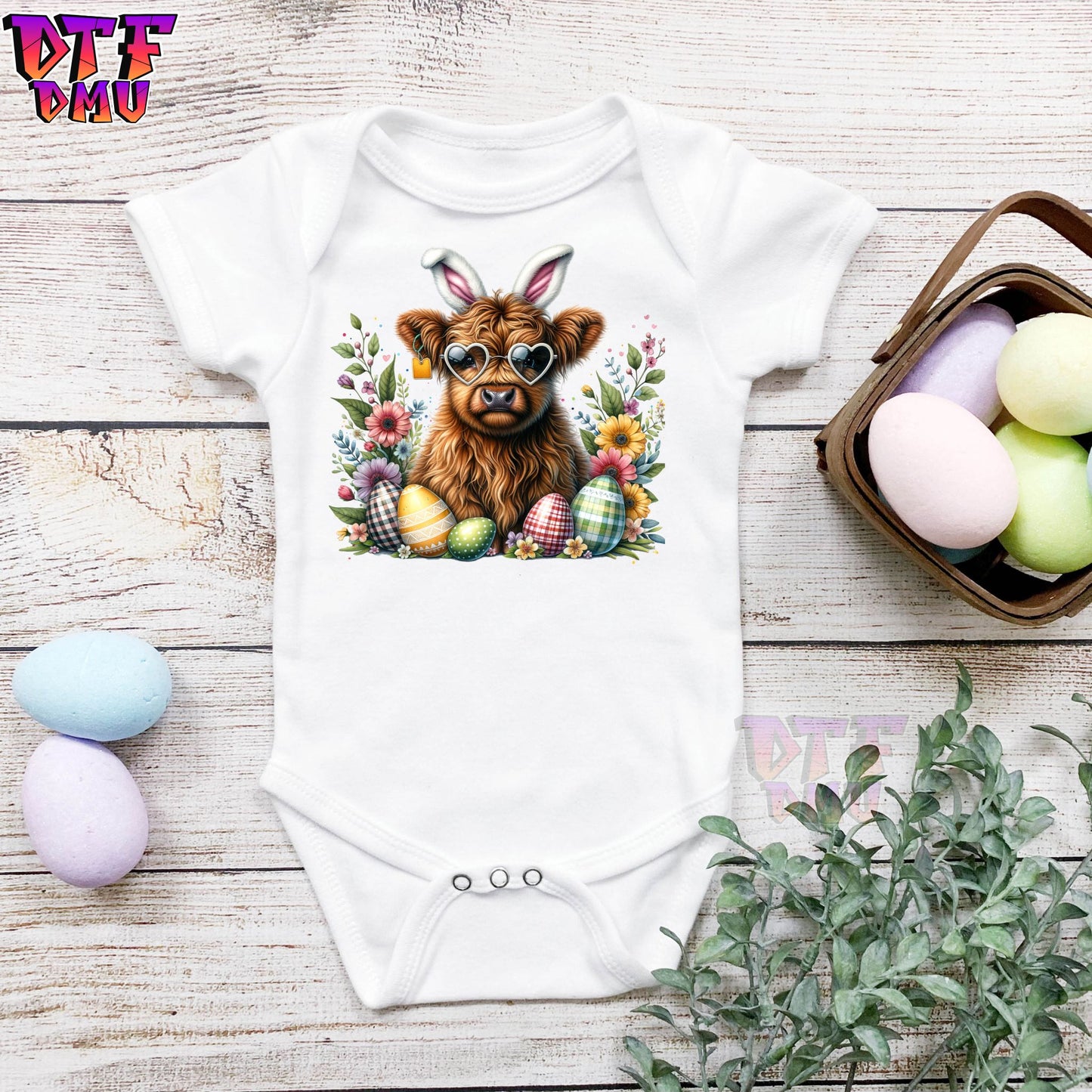 Highland Cow Easter DTF Transfer