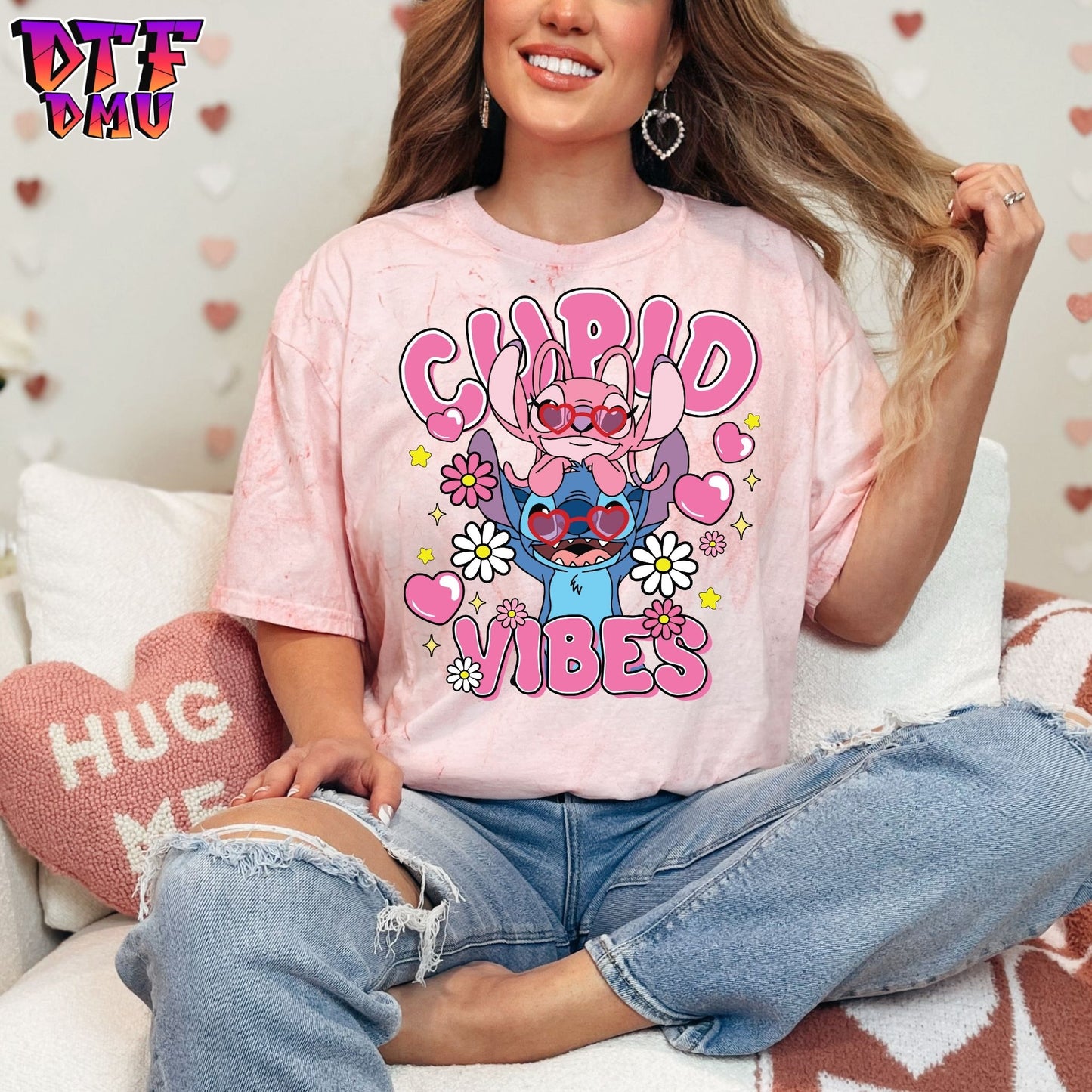 Cupid Vibes Lilo and Stitch Valentine's Day DTF Transfer