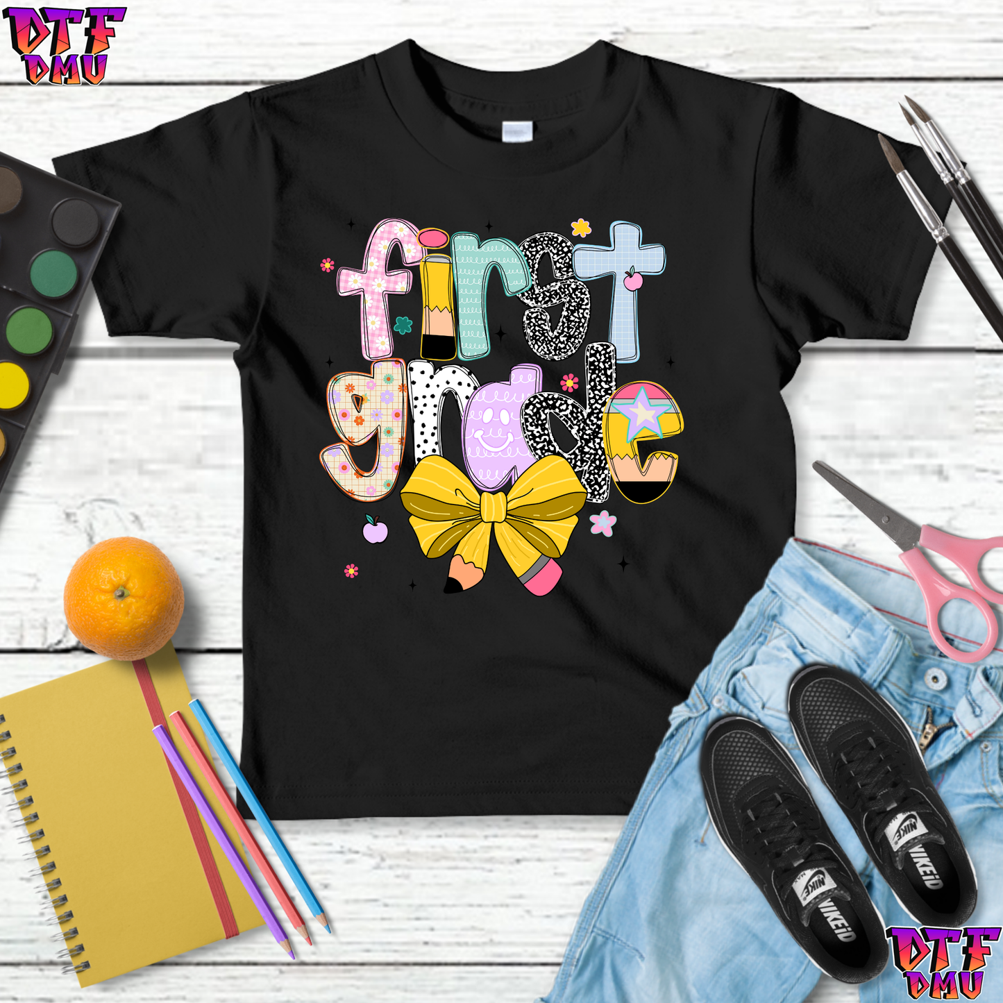 Retro Bow Back to School DTF Transfer Print