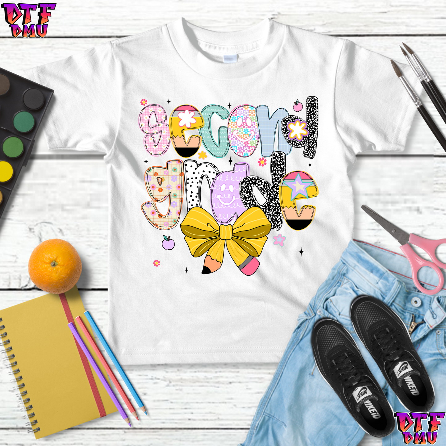 Retro Bow Back to School DTF Transfer Print
