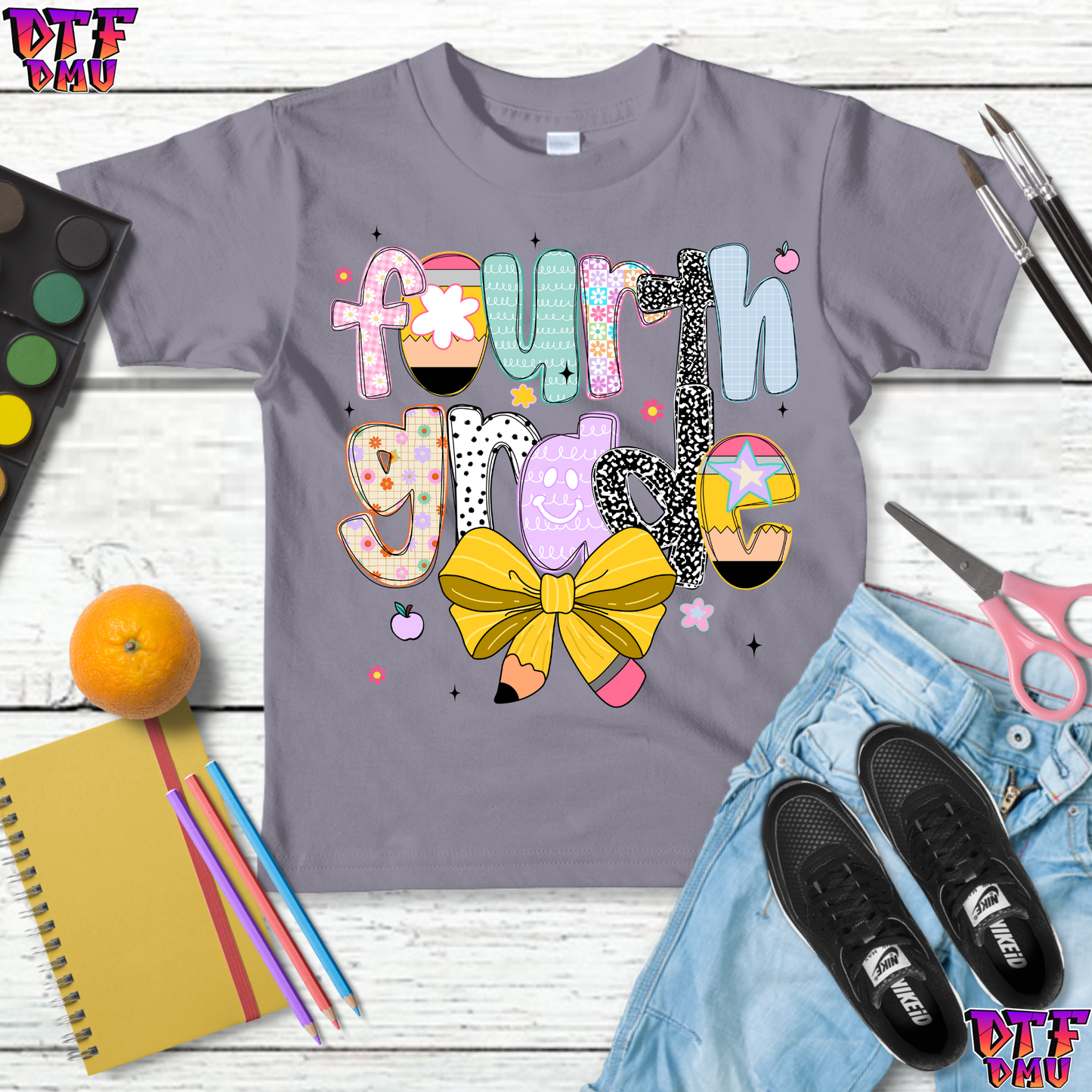 Retro Bow Back to School DTF Transfer Print