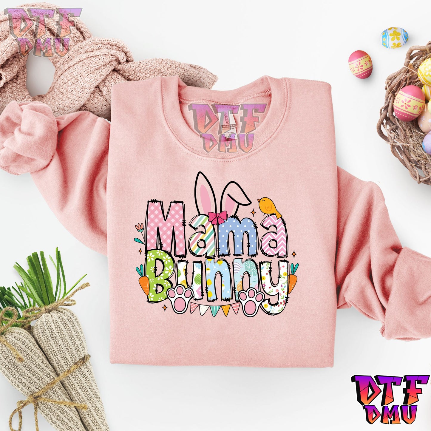 Easter Bunny Family Title DTF Transfer Print