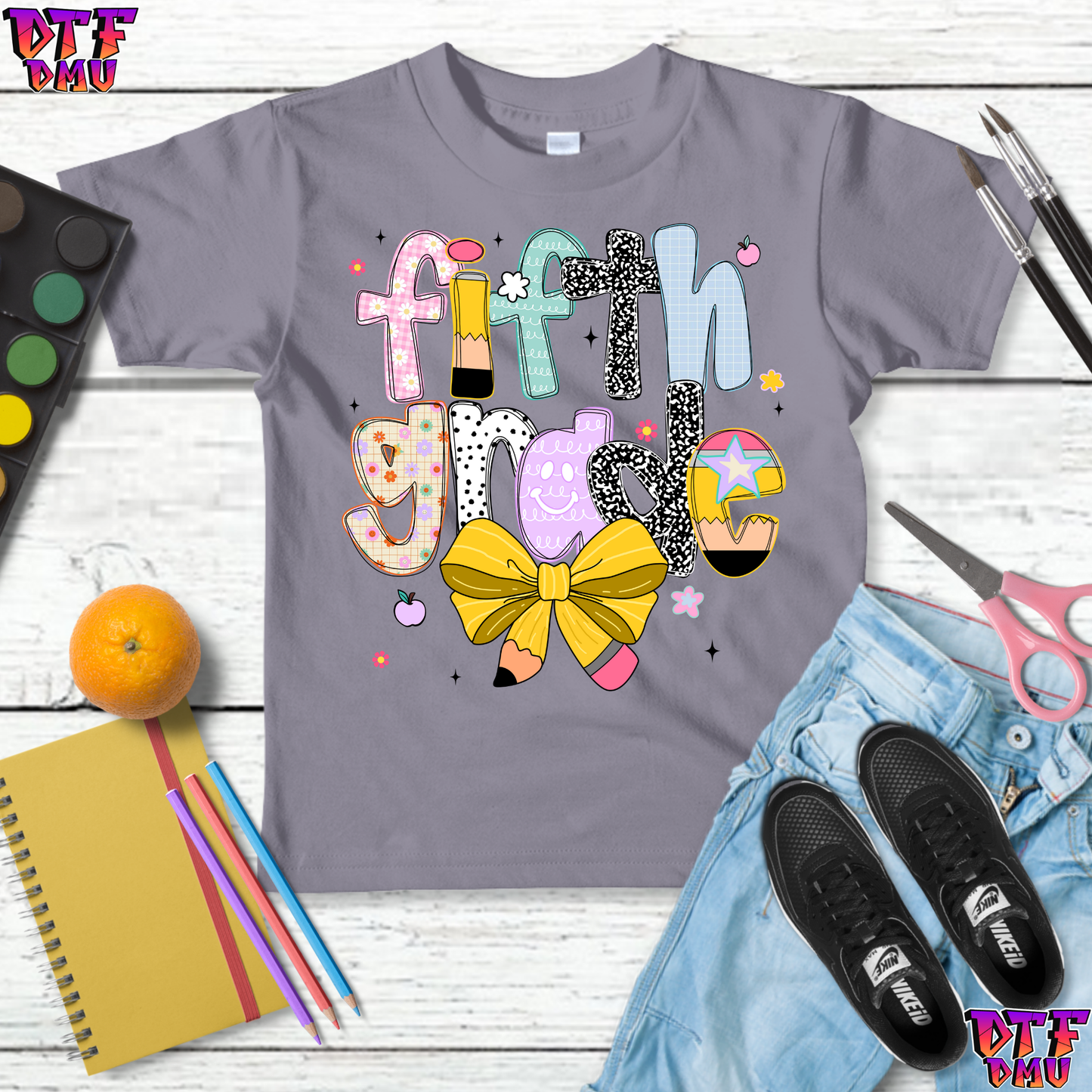 Retro Bow Back to School DTF Transfer Print