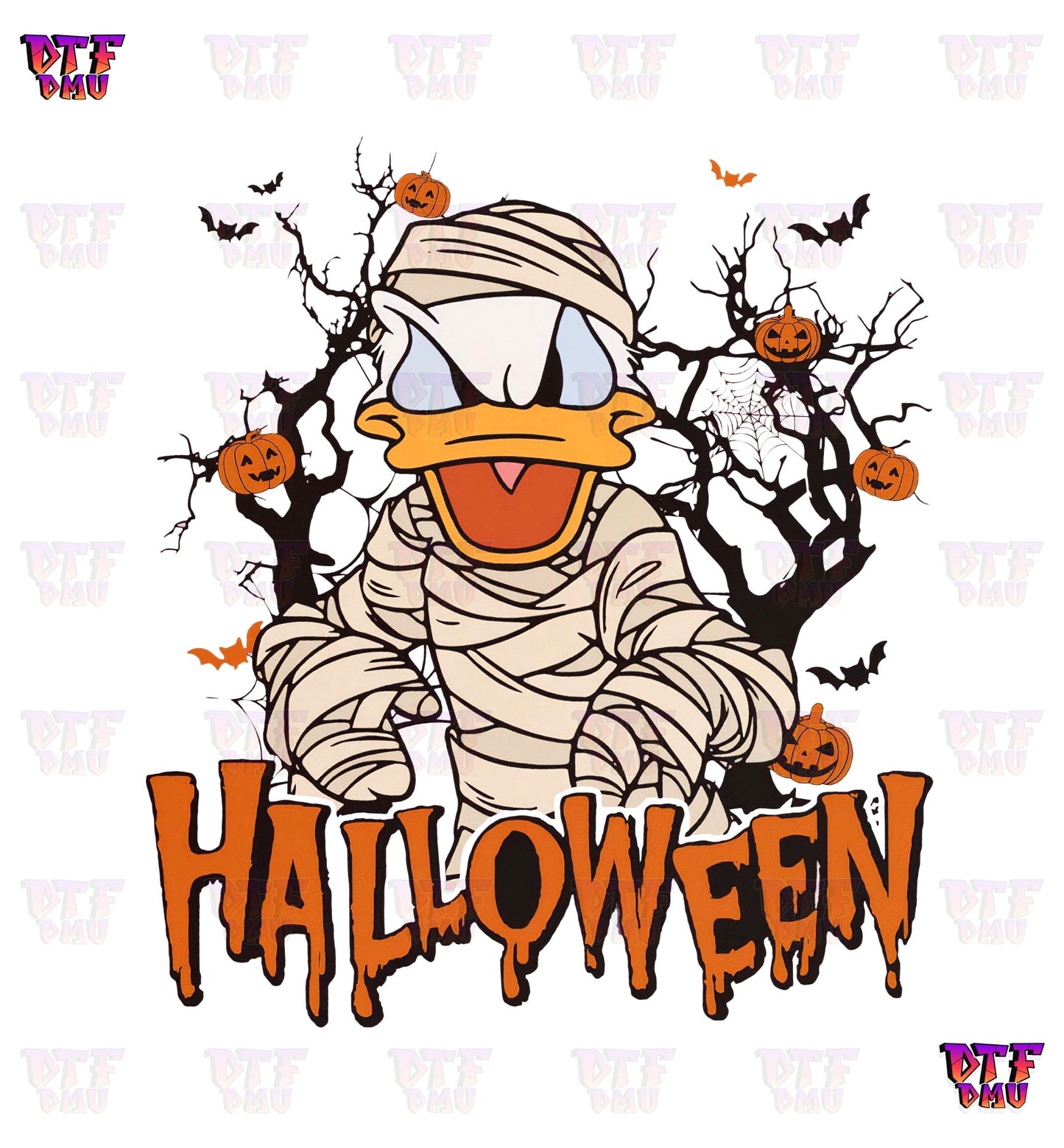 Donald Duck Mummy HALLOWEEN (DTF Ready to Apply Transfer Print)