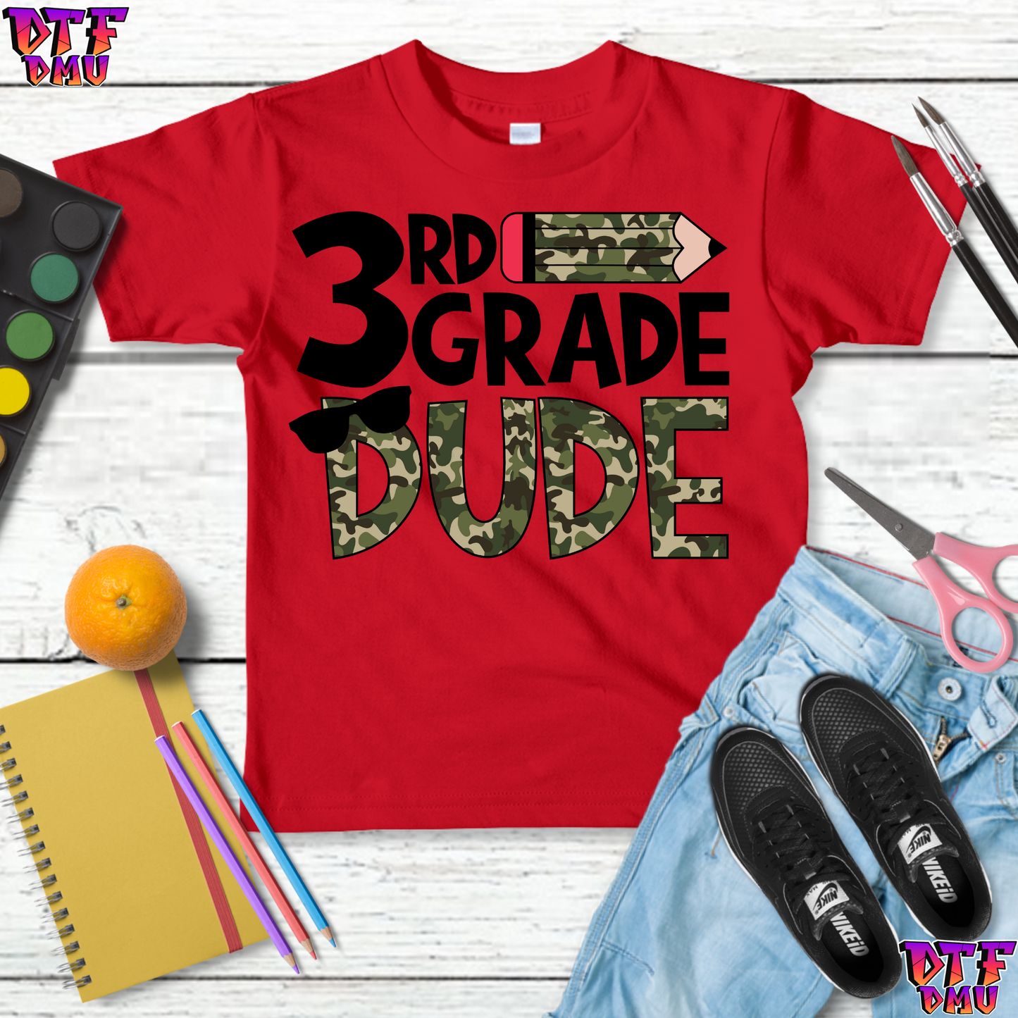 CAMO PENCIL Print Back to School DTF Transfer