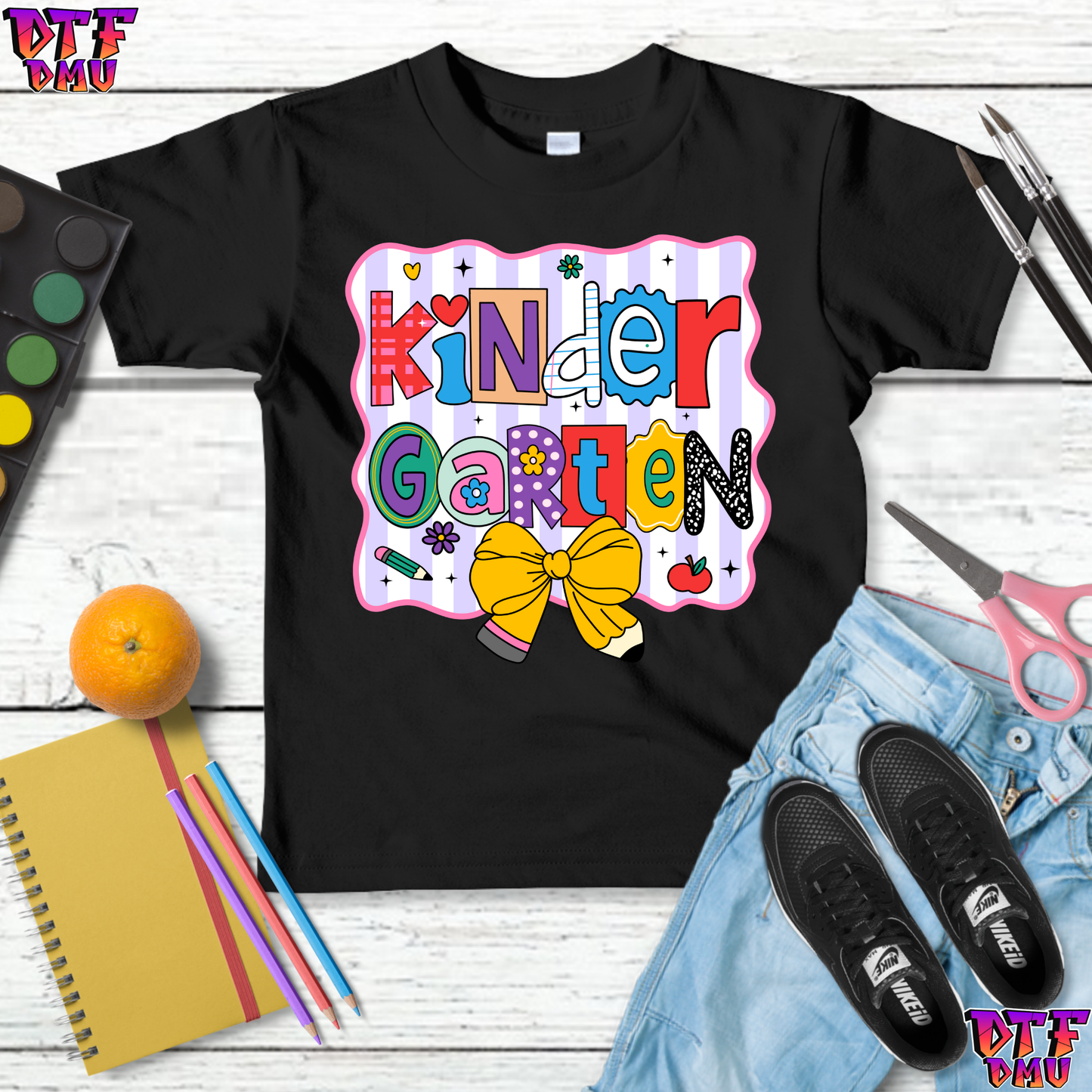 Back to School Pencil Bow DTF Transfer Print