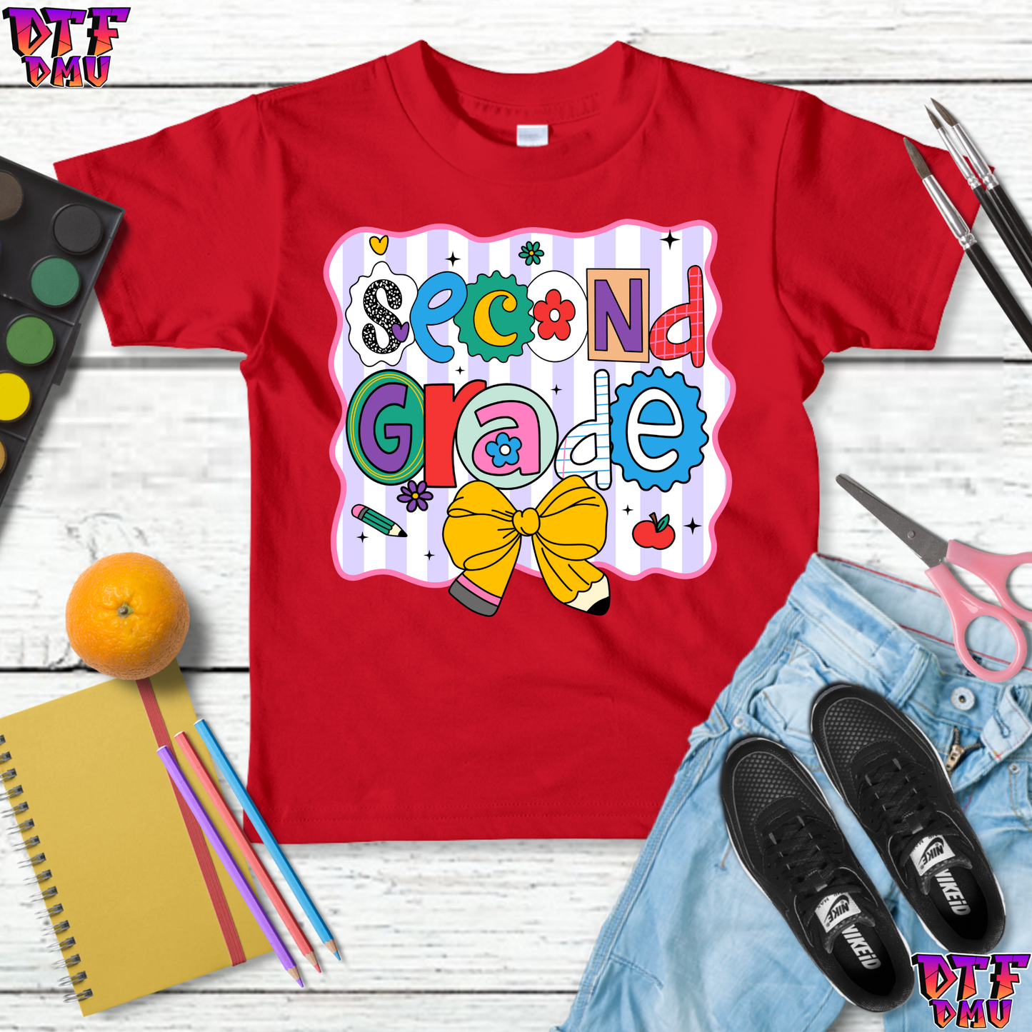 Back to School Pencil Bow DTF Transfer Print