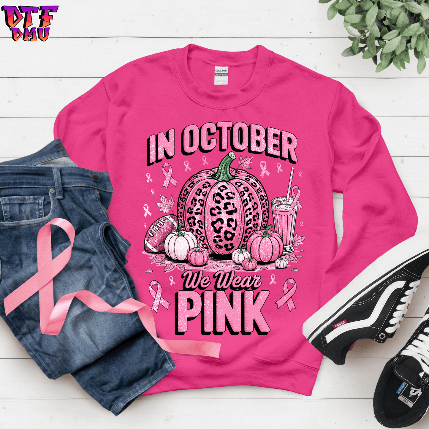IN OCTOBER WE WEAR PINK Cancer DTF Transfer Print.
