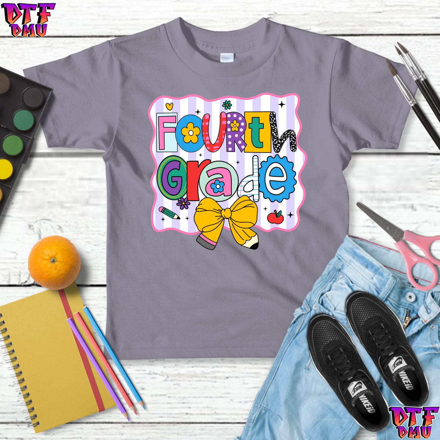 Back to School Pencil Bow DTF Transfer Print