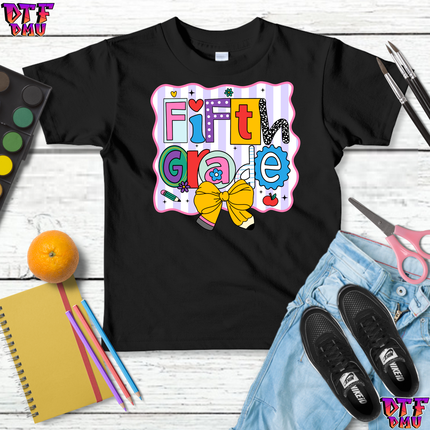 Back to School Pencil Bow DTF Transfer Print