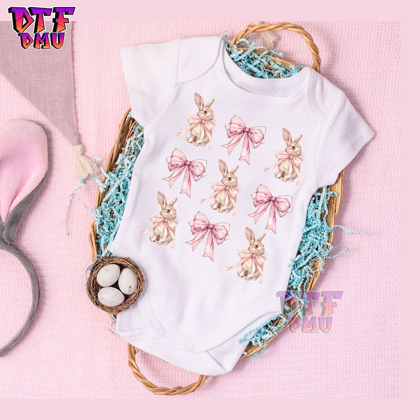 Easter Coquette Bunnies and Bow's DTF Transfer Print