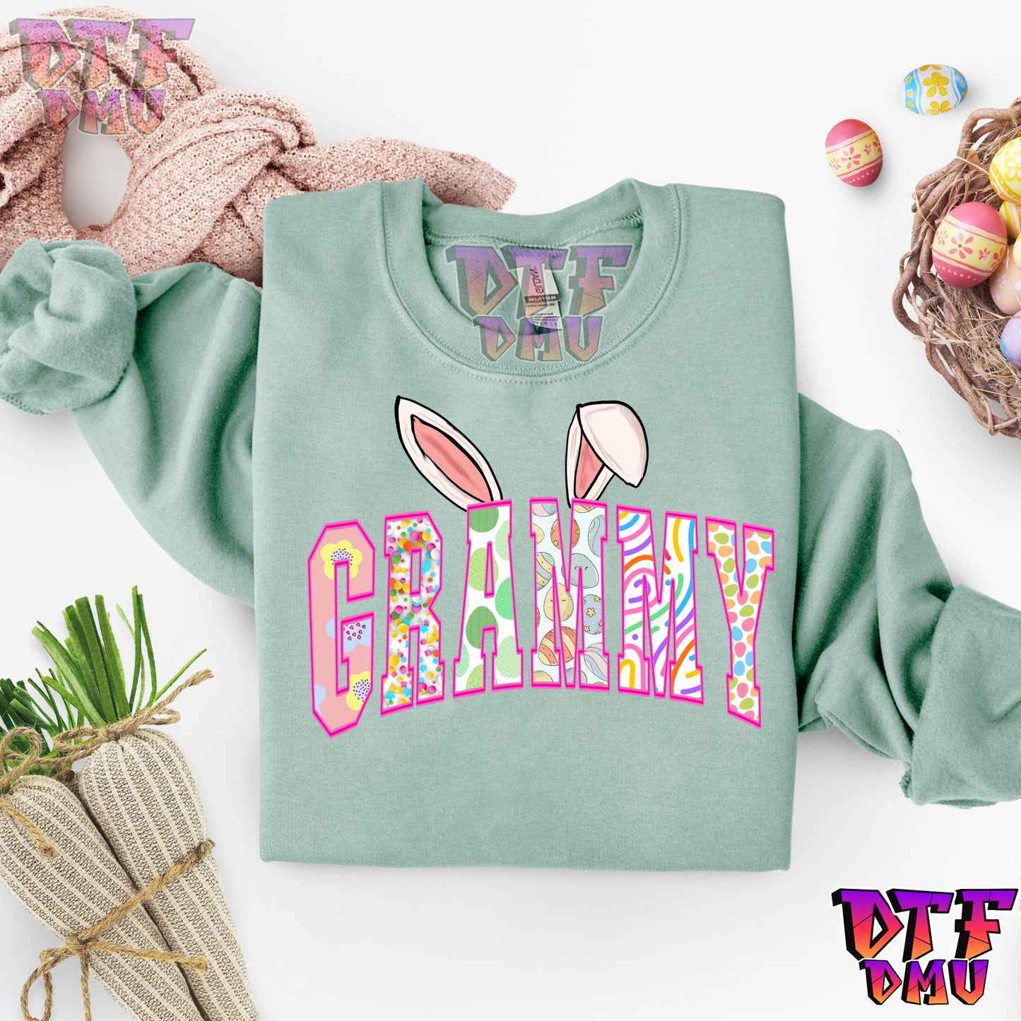 Easter Bunny Family Title DTF Transfer Print