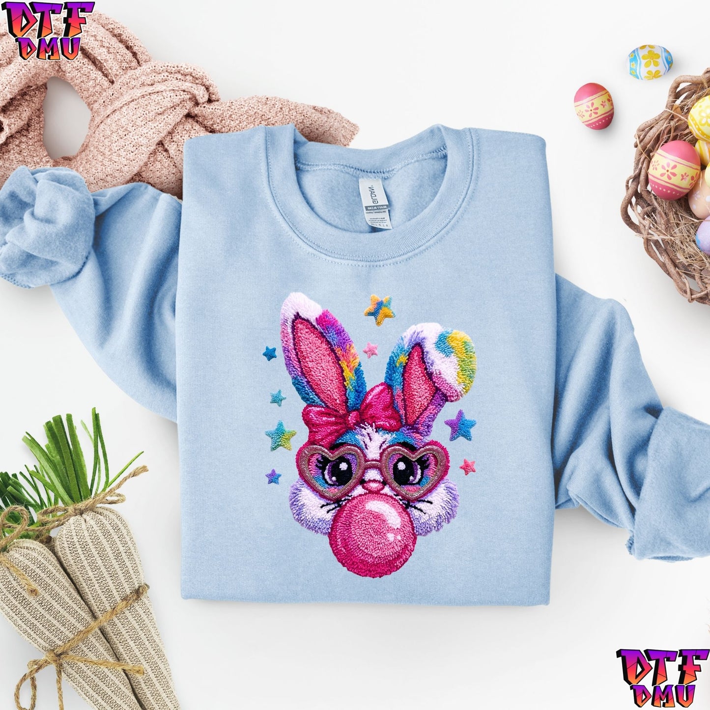 Easter Bunny Faux Yarn/Crochet DTF Transfer Print