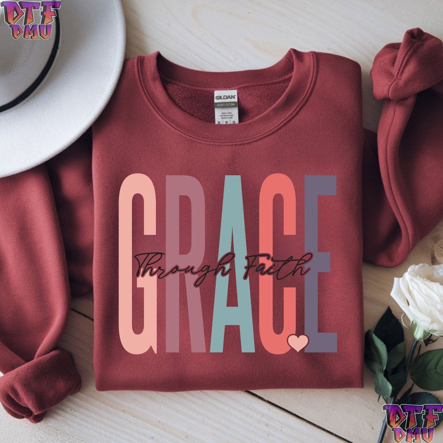 GRACE Through Faith Christian DTF Transfer Print.