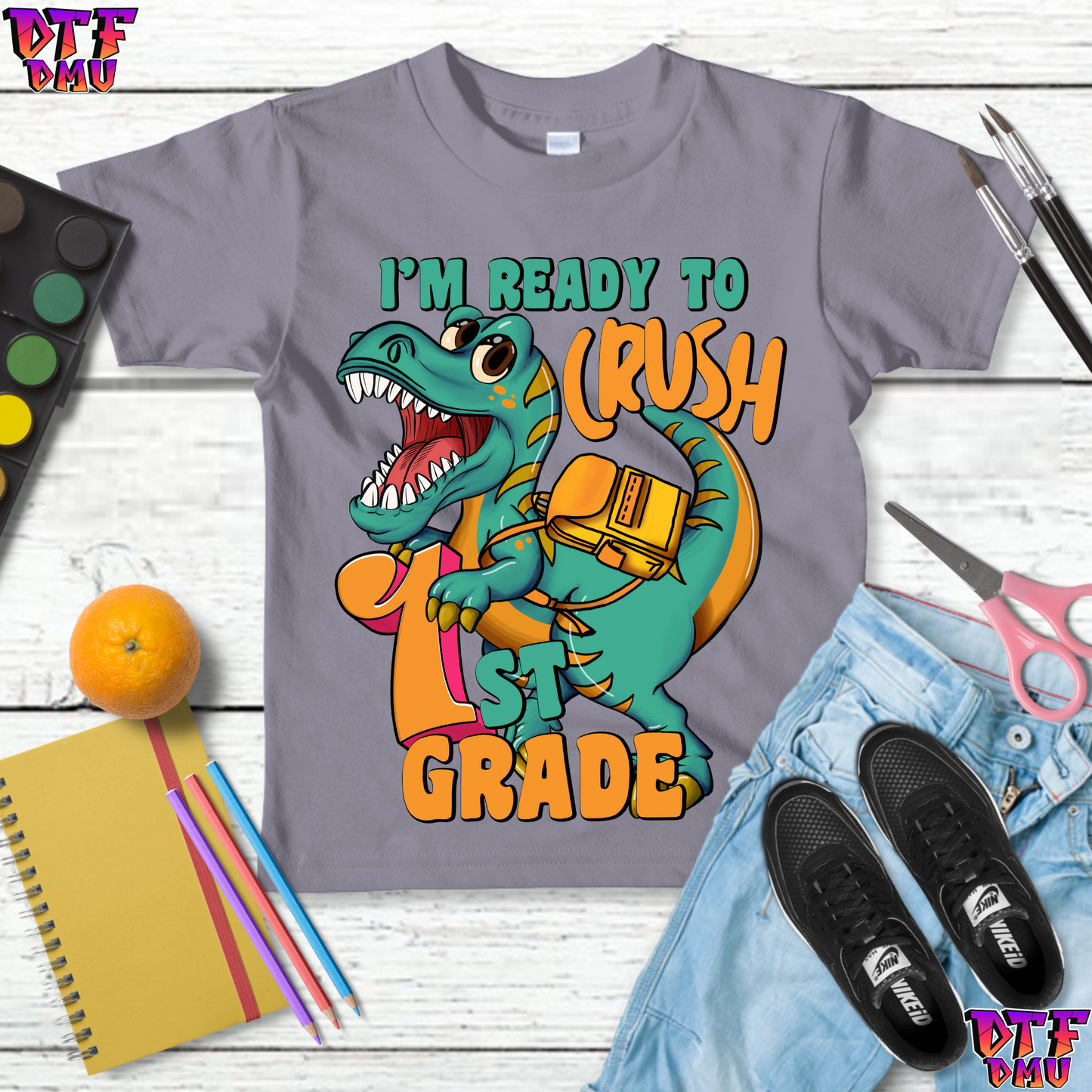 DINO Back to School DTF Transfer Print