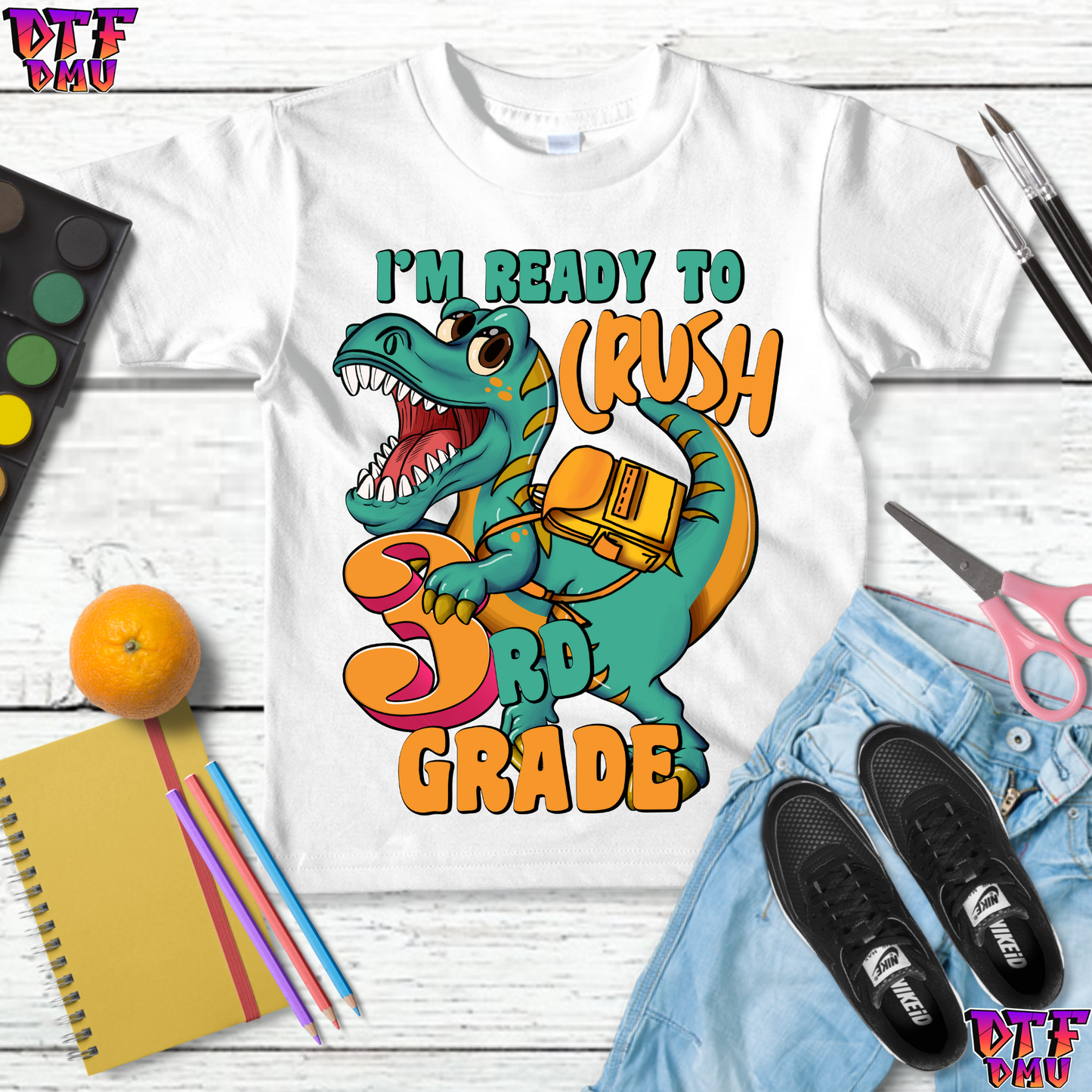 DINO Back to School DTF Transfer Print