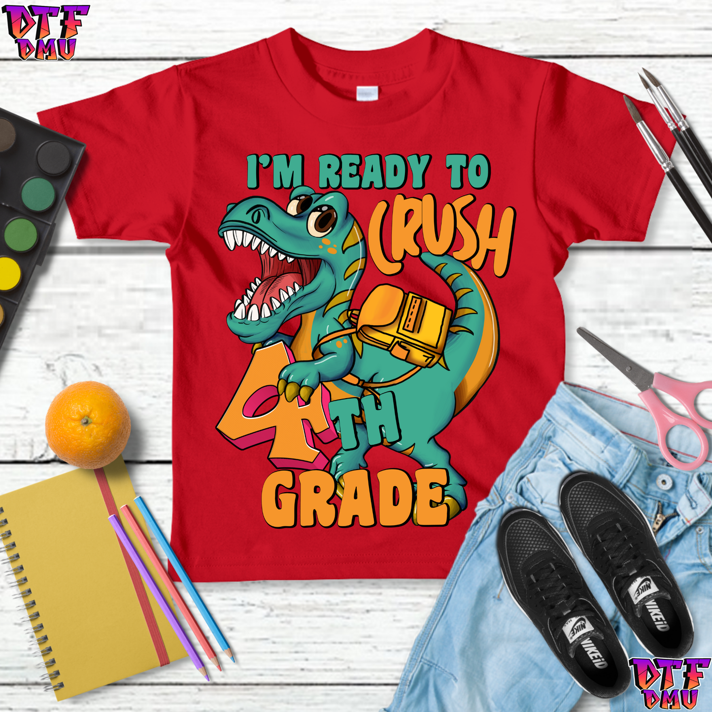 DINO Back to School DTF Transfer Print