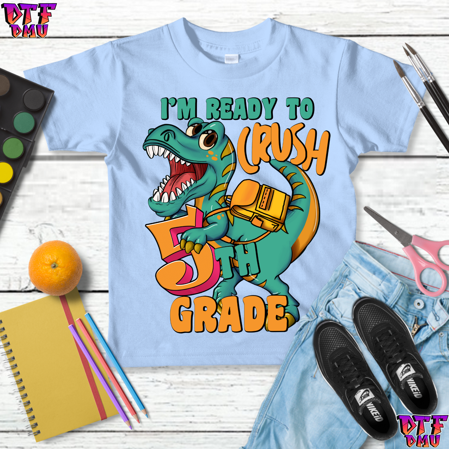 DINO Back to School DTF Transfer Print