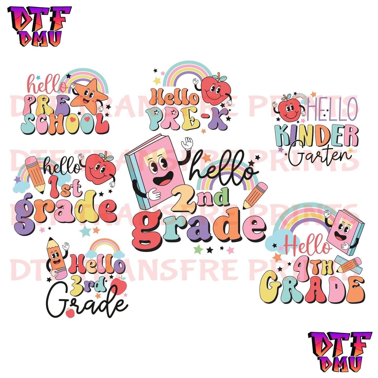 Back To School Hello Grade DTF Transfer Print