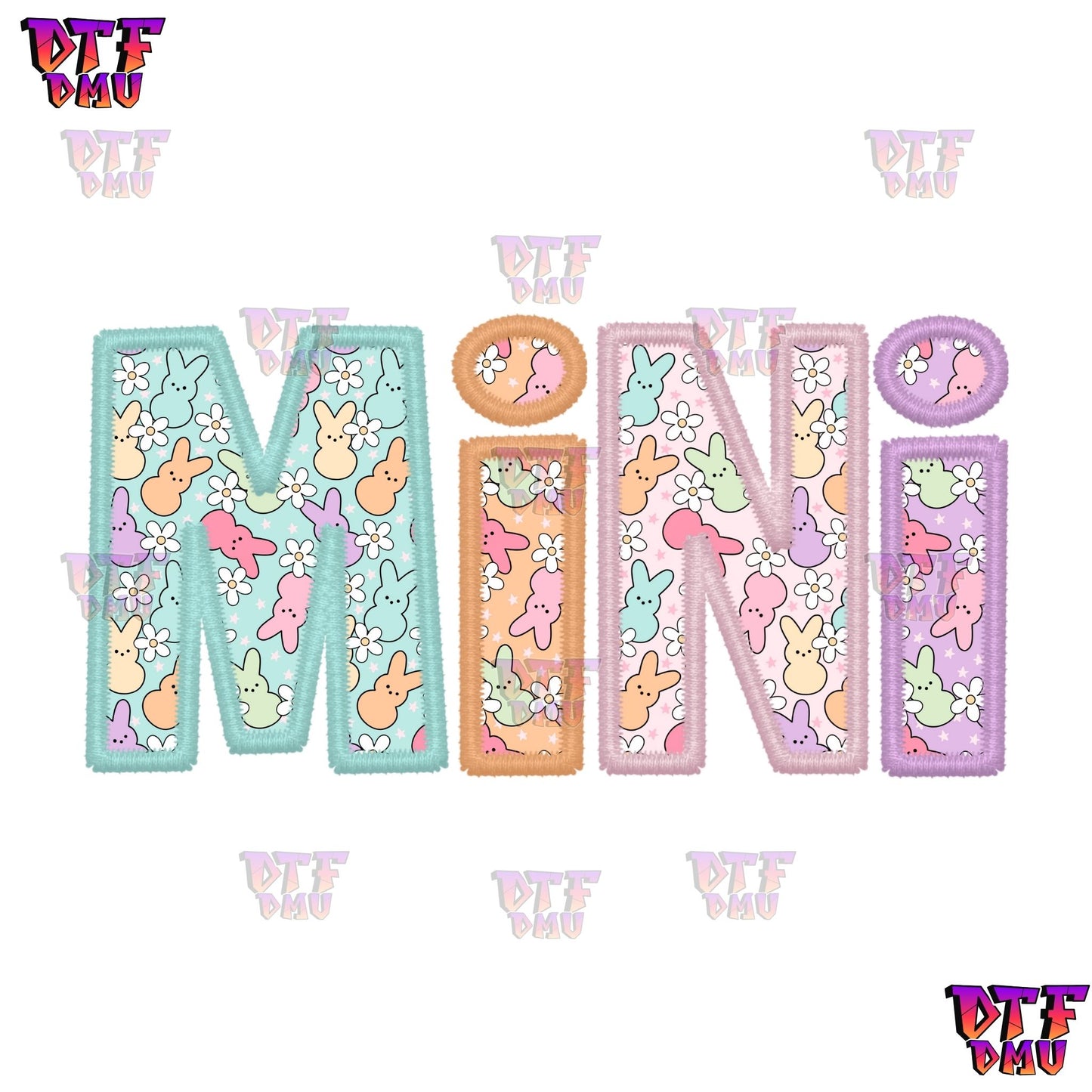 Mama Bunny/ Mini Bunny Faux Embroidery Easter DTF Transfer Print