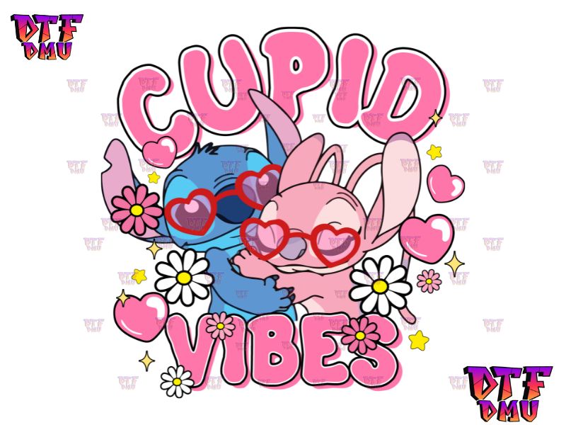 Cupid Vibes Lilo and Stitch Valentine's Day DTF Transfer