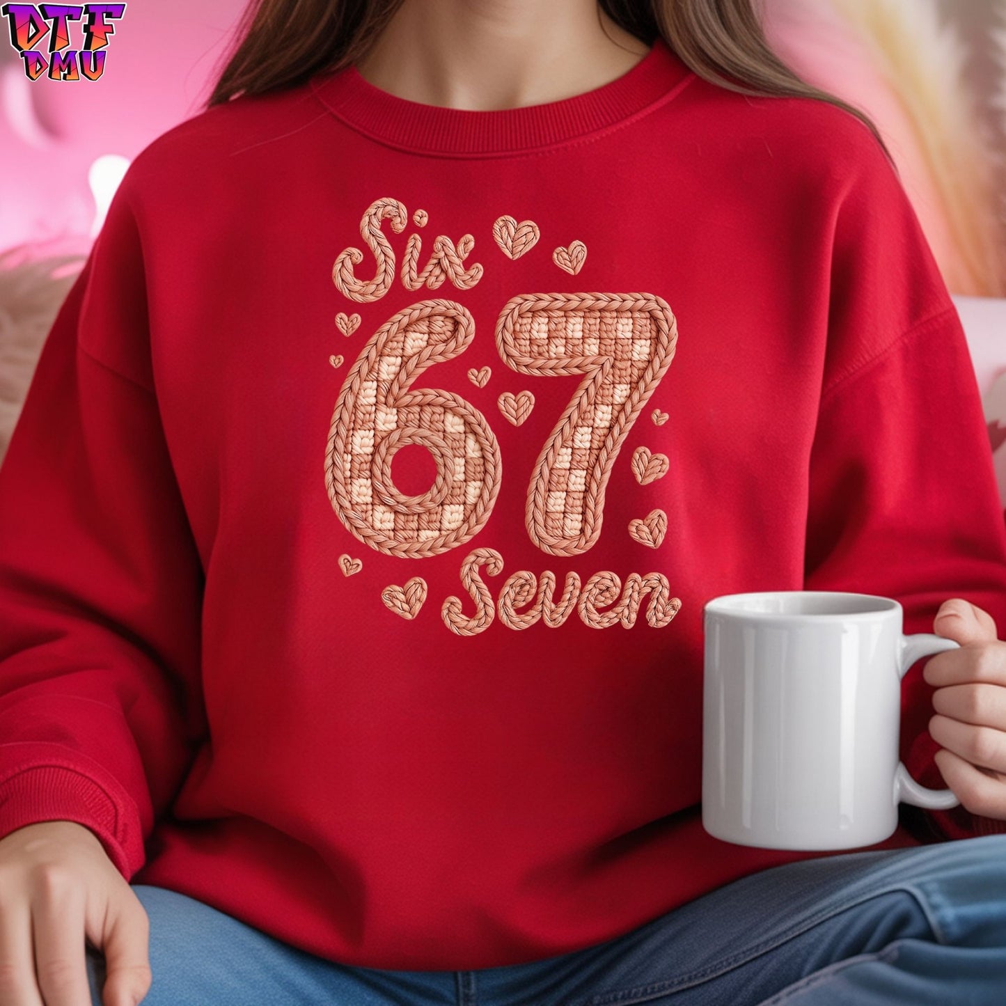 67 Valentine's Day Faux Yarn/Crochet DTF Transfer Print Only.